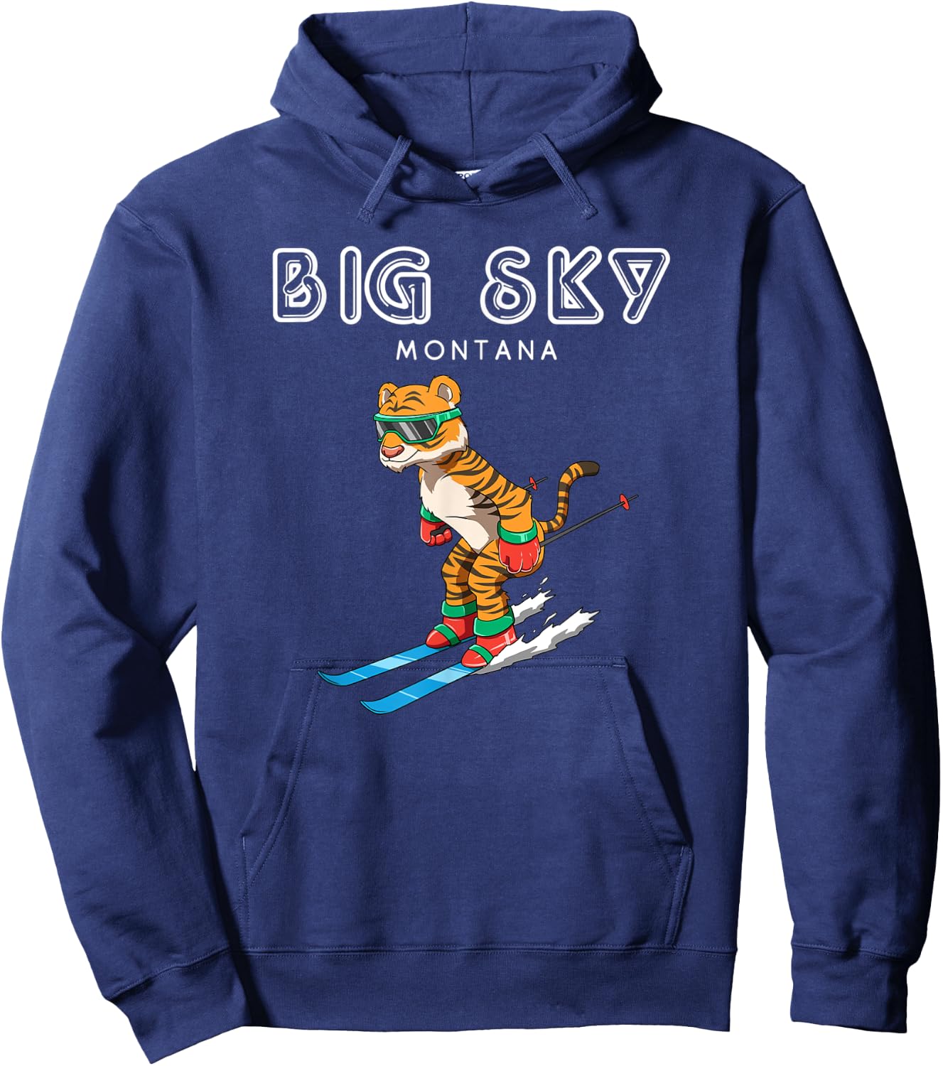 Big Sky Montana - Funny Ski Tiger Hoodie - Hoodie | Navy