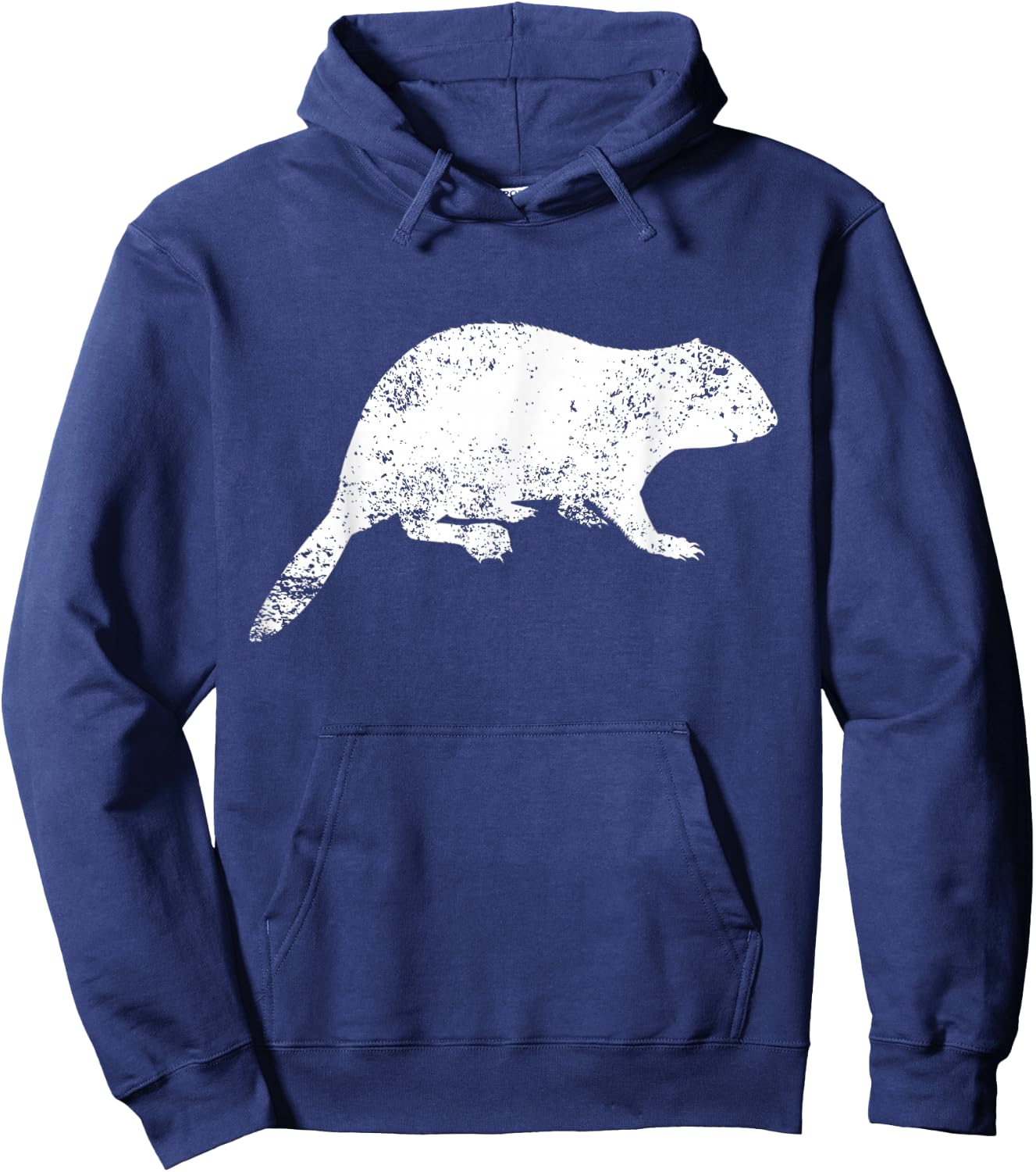 Distressed Grunge Beaver Print - Vintage Beaver Hoodie - Hoodie | Navy