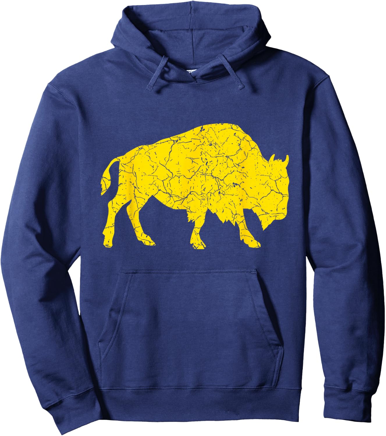 Yellow Buffalo I Vintage Bison Hoodie - Hoodie | Navy