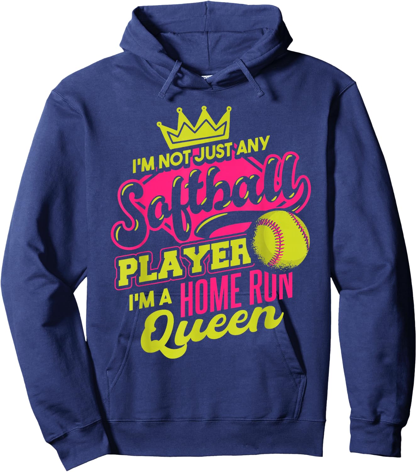 Softball I'm A Home Run Queen Hoodie - Hoodie | Navy