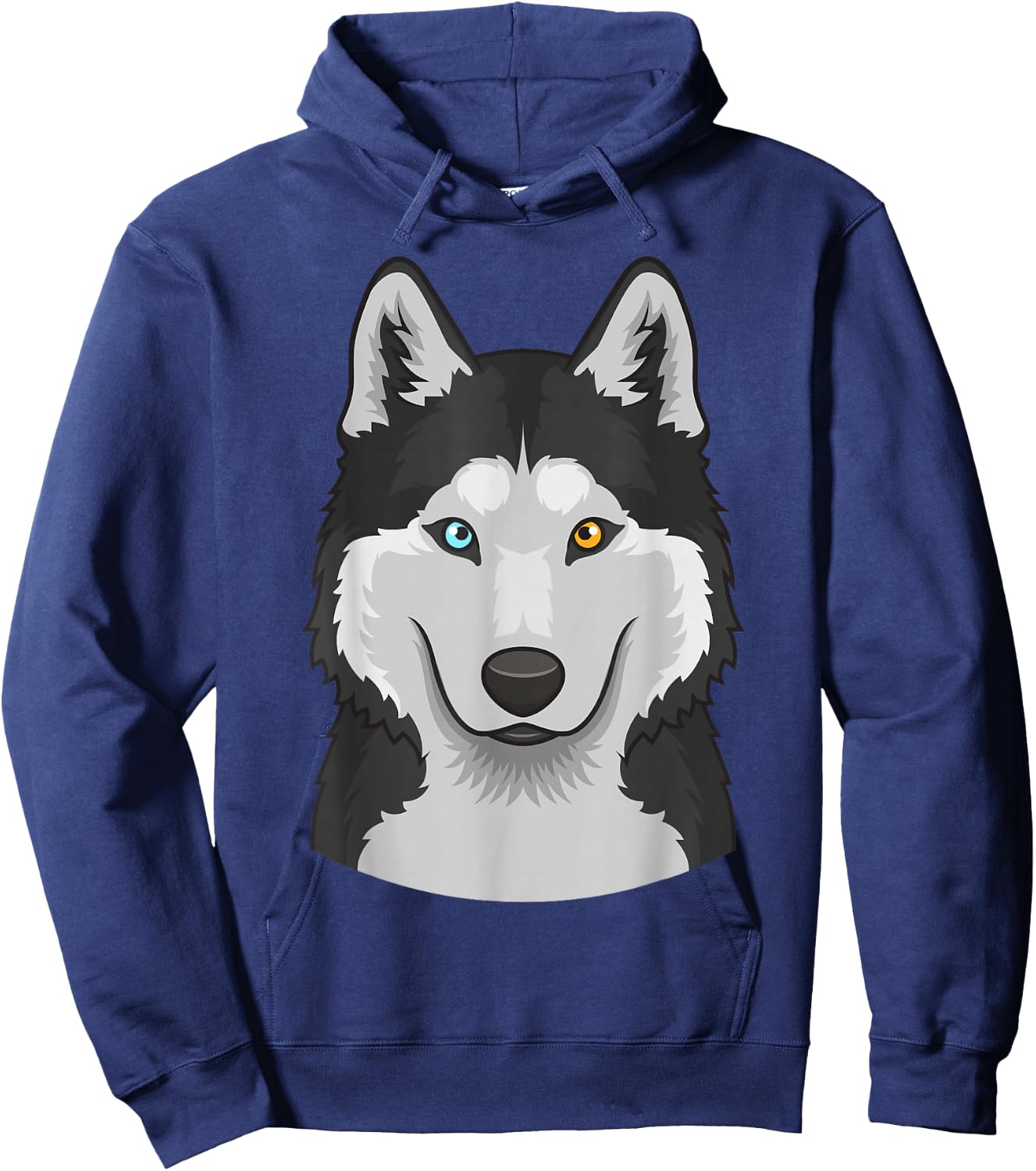 Siberian Husky face cute blue-brown eyes dog Hoodie - Hoodie | Navy