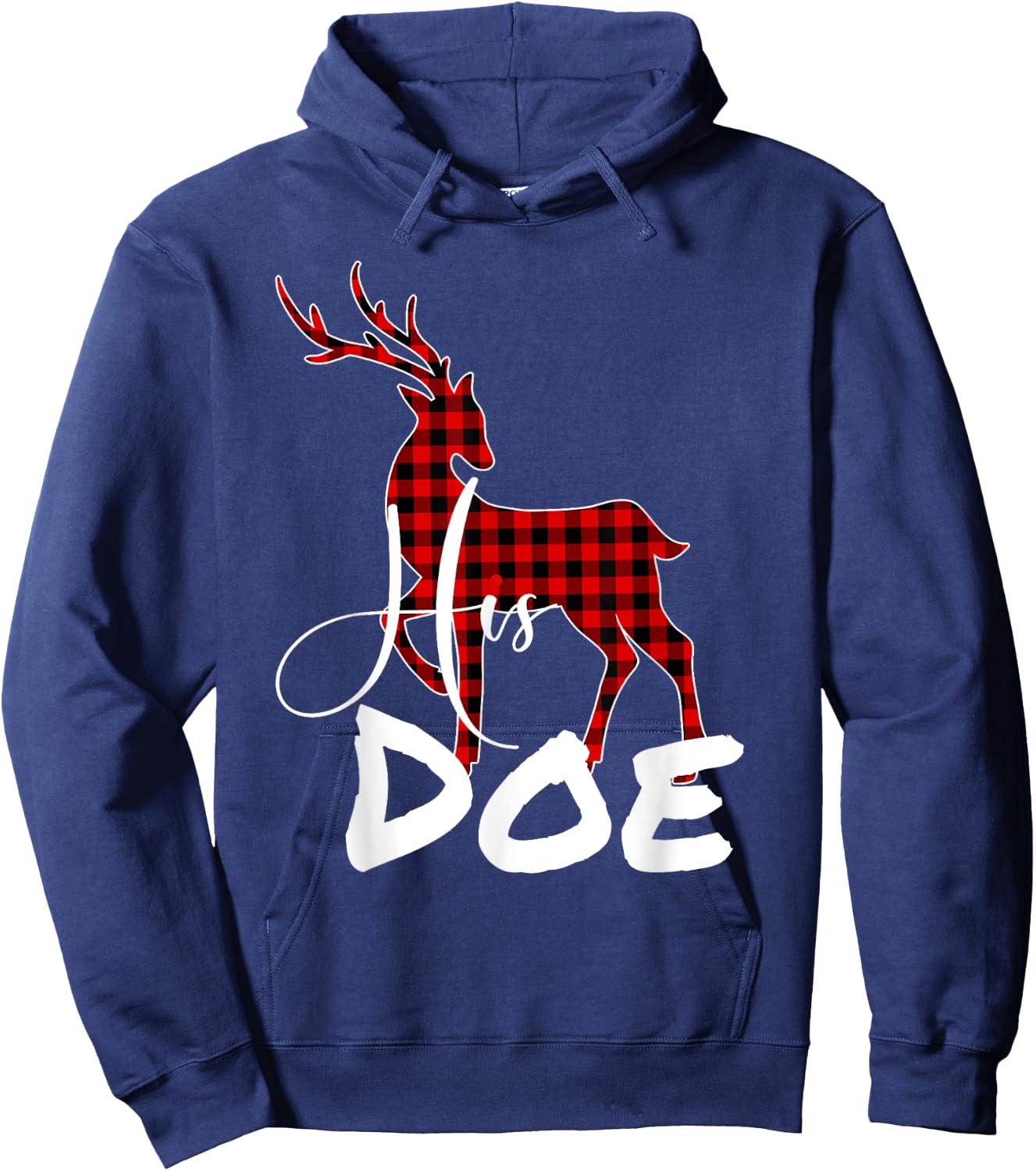 Funny Couples Christmas pj Pajamas His Doe Hoodie - Hoodie | Navy
