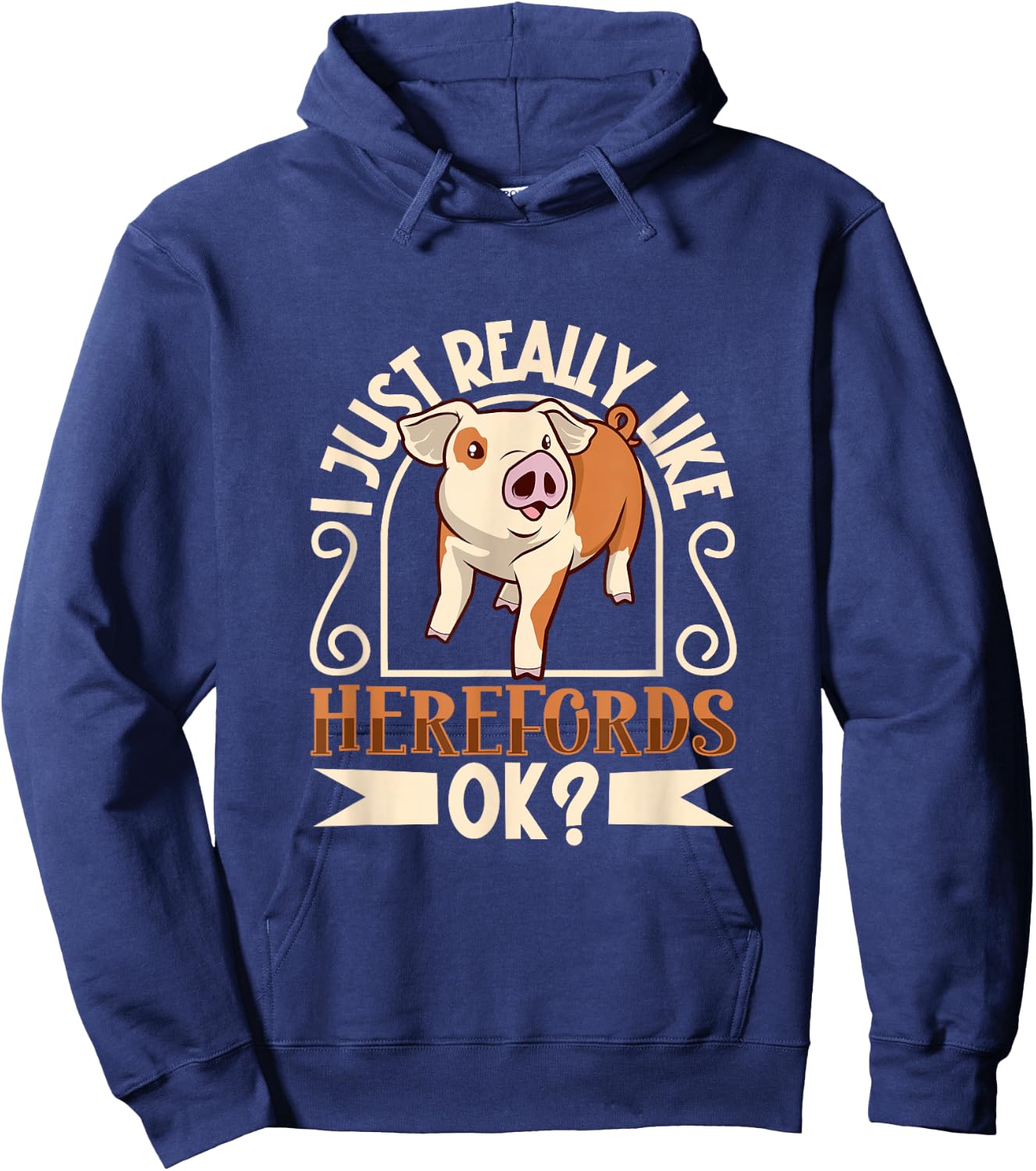 I Love My Hereford Pig Hoodie - Hoodie | Navy