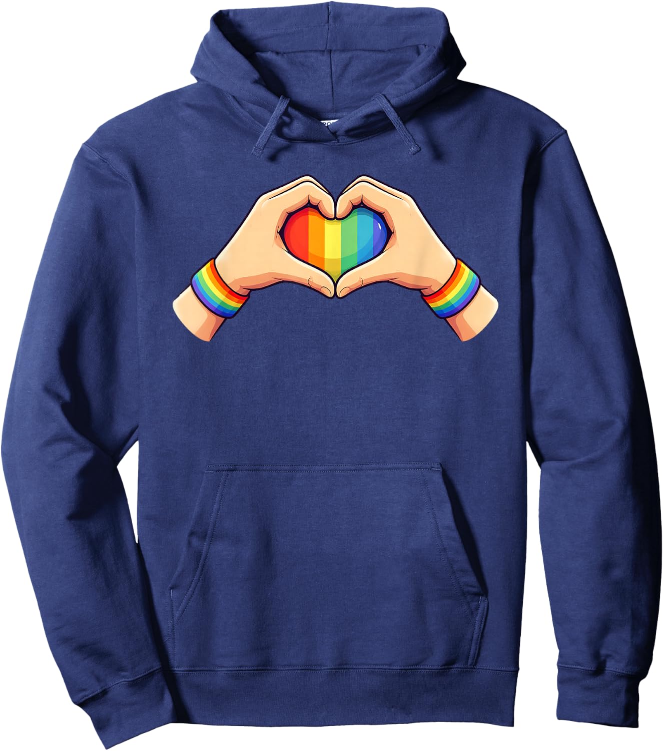 Gay Pride LGBT Rainbow Flag Heart Unity Hoodie - Hoodie | Navy