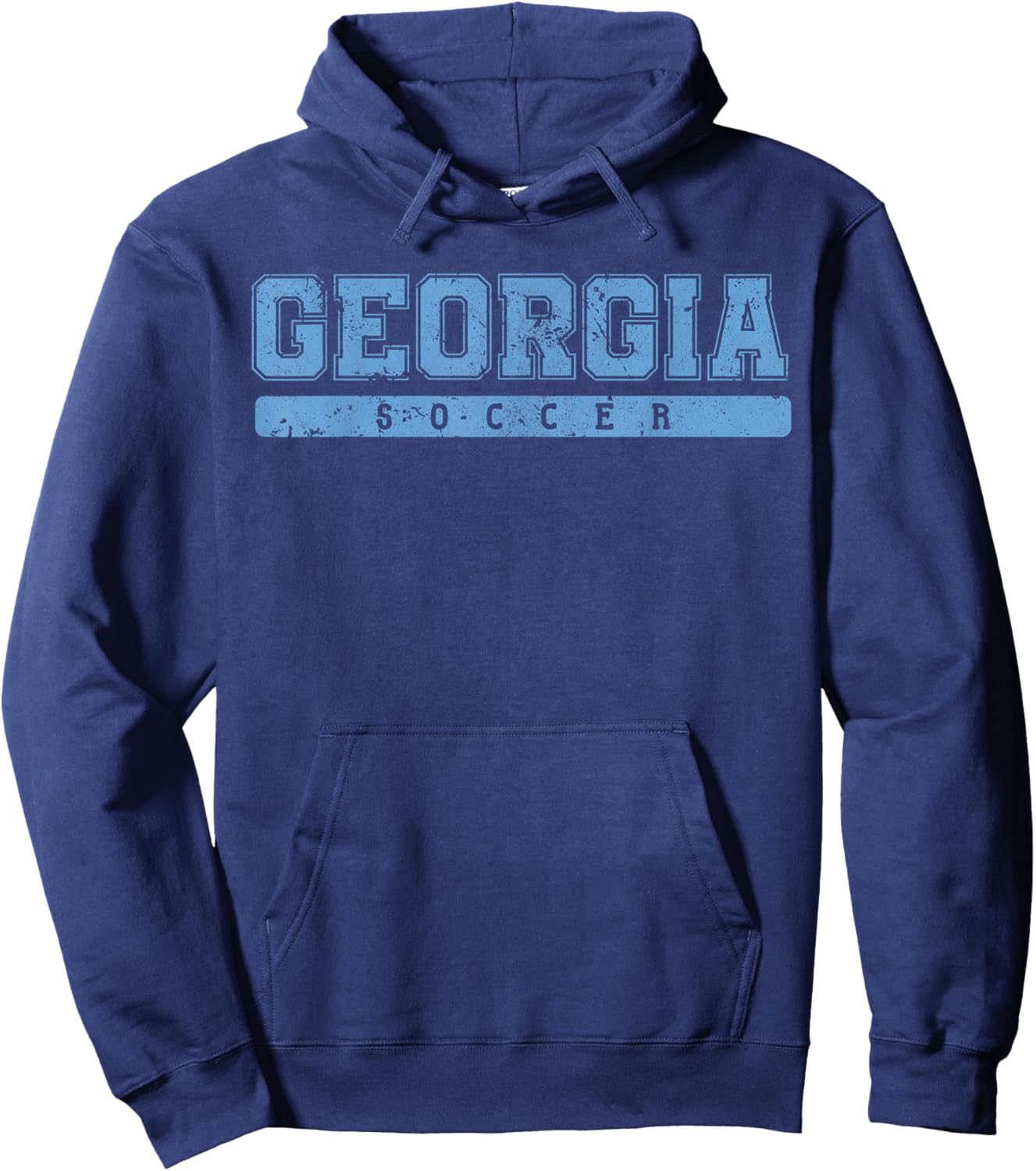 Georgia Soccer Sky Blue Vintage Text Hoodie - Hoodie | Navy