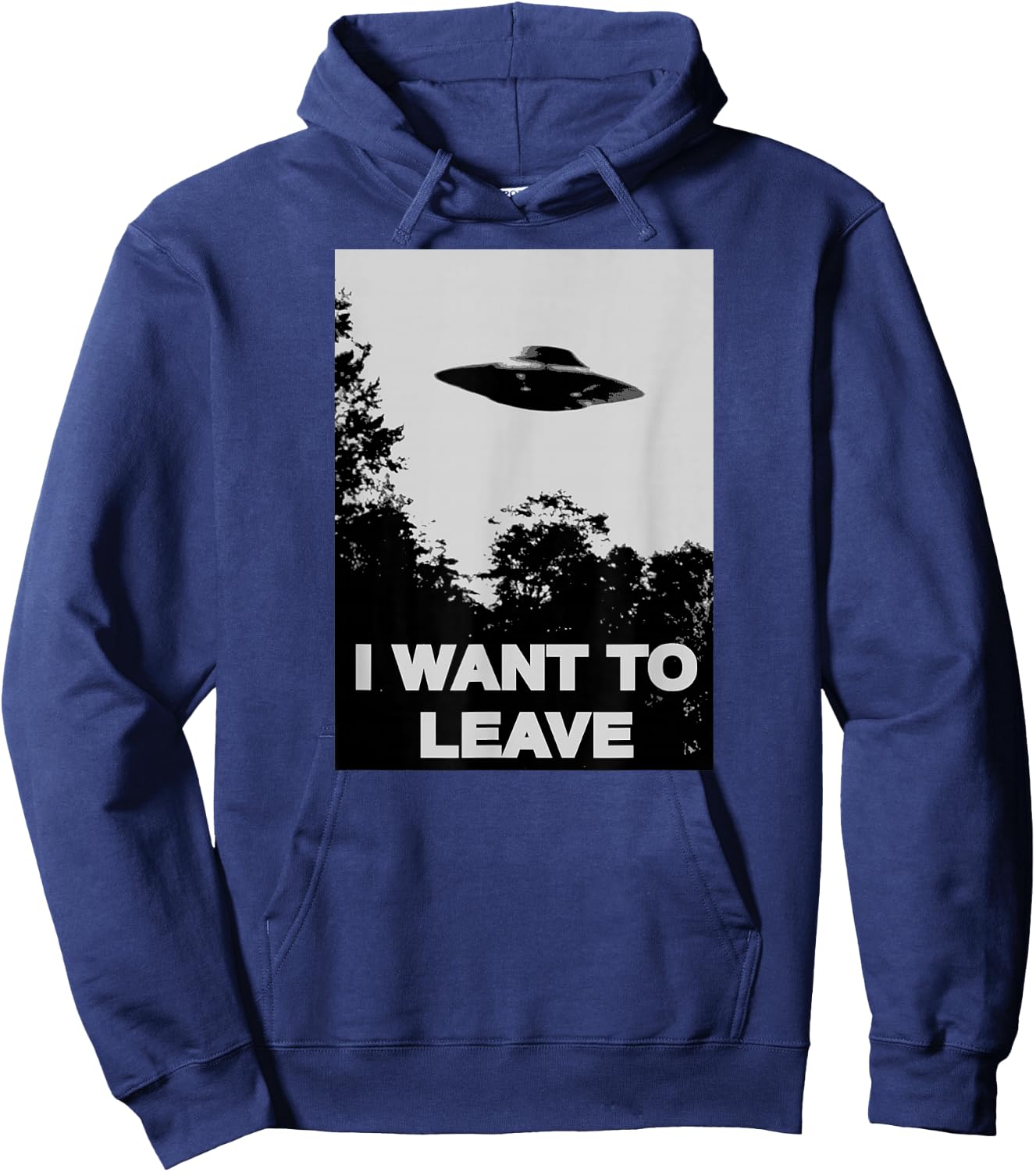 I WANT TO LEAVE UFO Cult Mulder Inspired Alien Hoodie - Hoodie | Navy