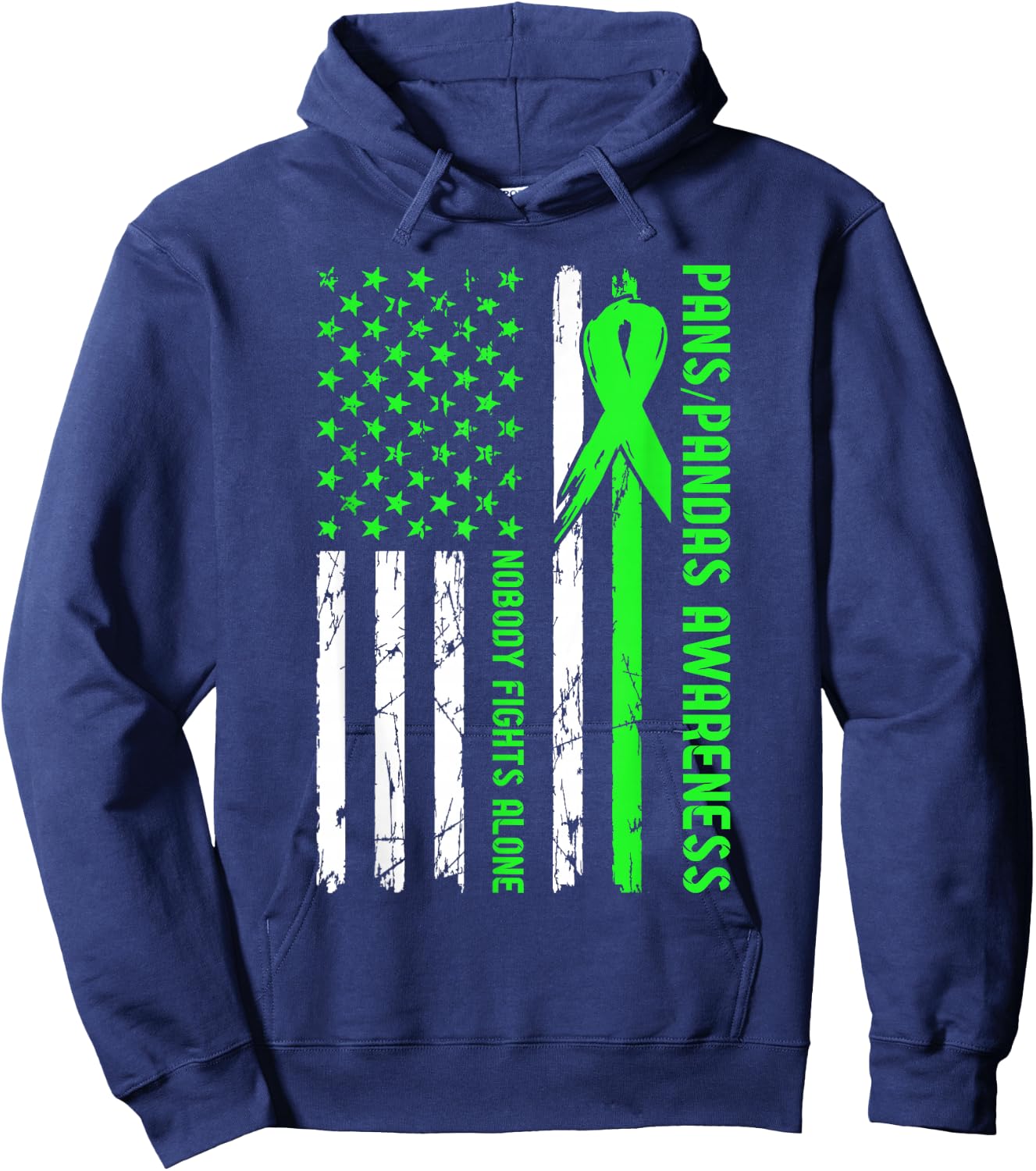 PANS-PANDAS Awareness Flag Nobody Fights Alone Hoodie - Hoodie | Navy