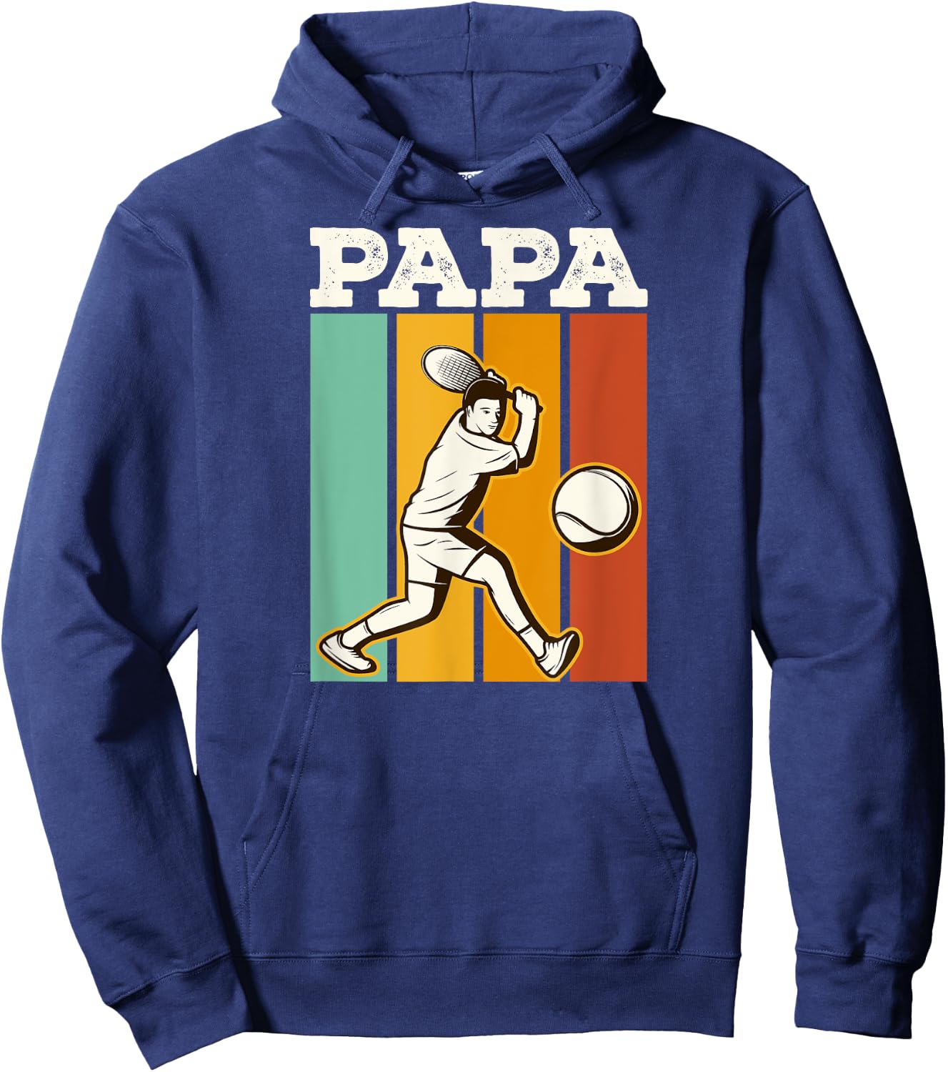 Tennis Papa 70s Retro Style Tennis Fathers Day Hoodie - Hoodie | Navy