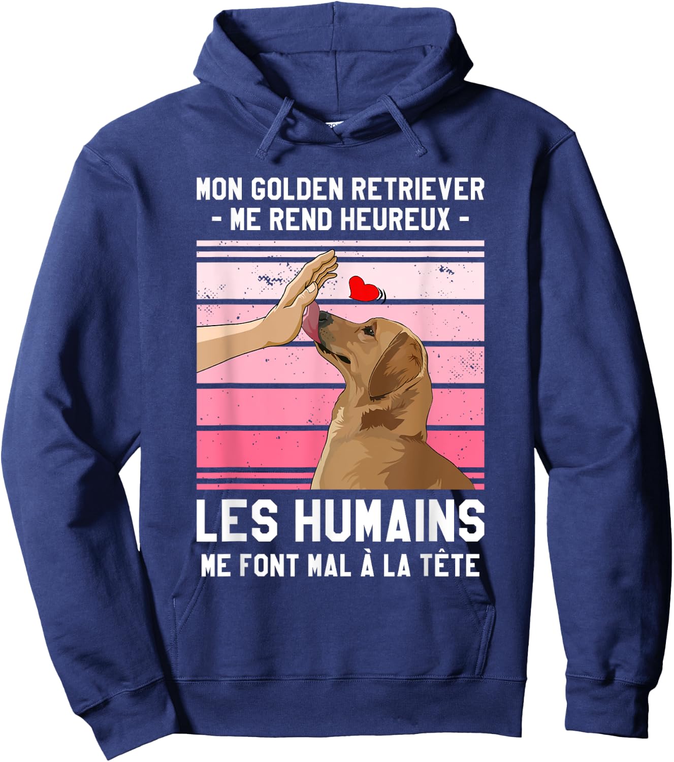 My Golden Retriever Makes Me Happy , Black, S Hoodie - Hoodie | Navy