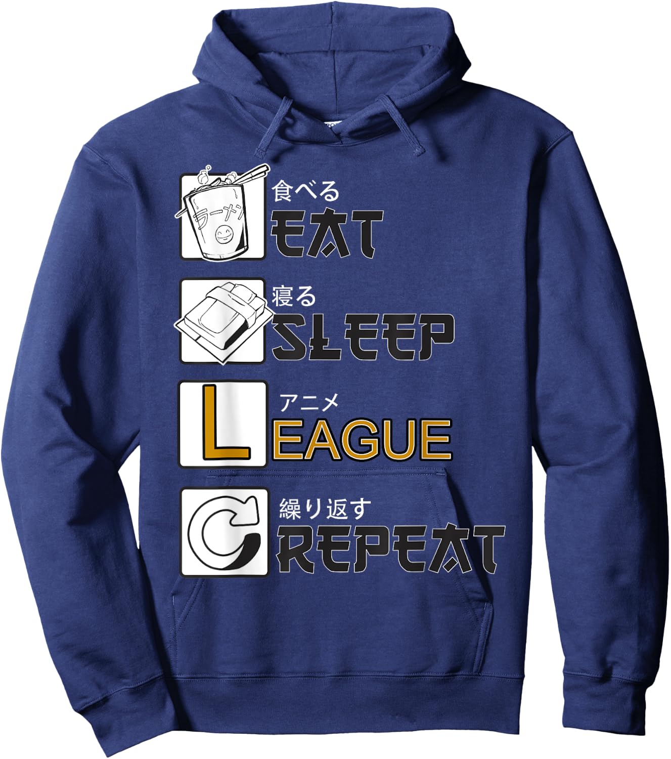 Eat Sleep League Repeat Gamer Gaming , black Hoodie - Hoodie | Navy