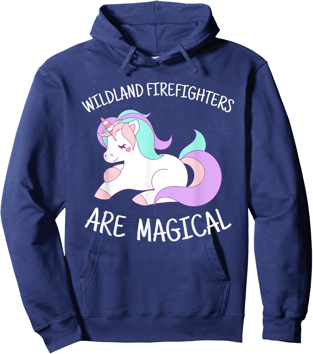 Cute Wildland Firefighter Unicorn Shirt Gift Hoodie - Hoodie | Navy