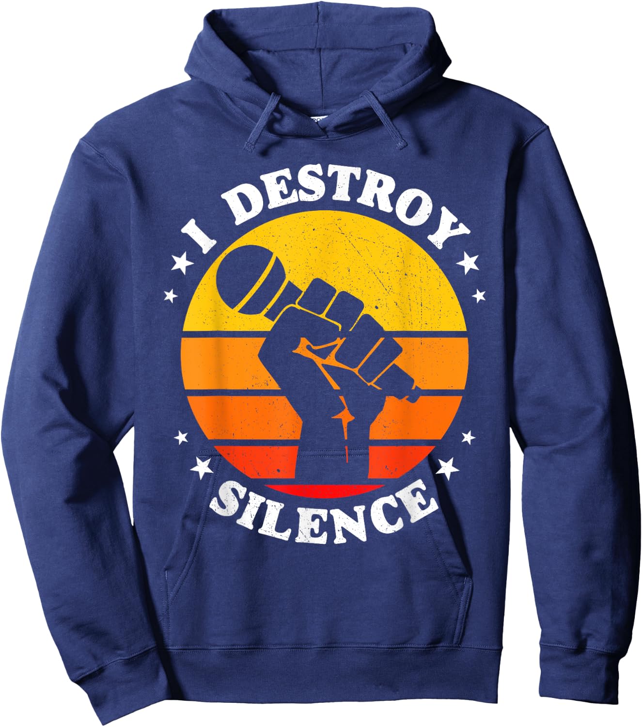 I Destroy Silence Singer Microphone Hoodie - Hoodie | Navy