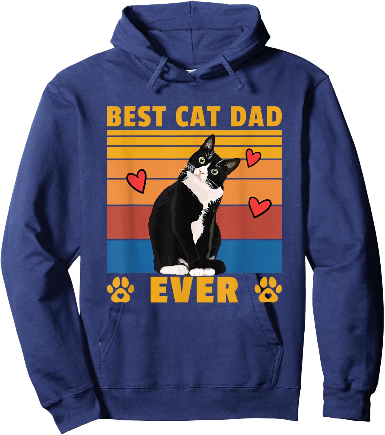 Men's Best Cat Dad Ever Funny Cat Hoodie - Hoodie | Navy