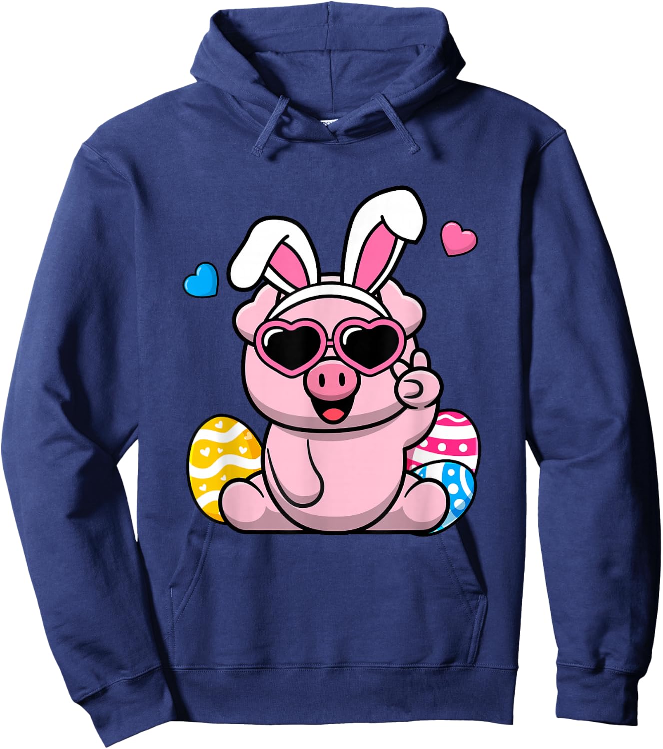 Cute Pig Bunny Ears Easter Day Boy Girl Kids Hoodie - Hoodie | Navy