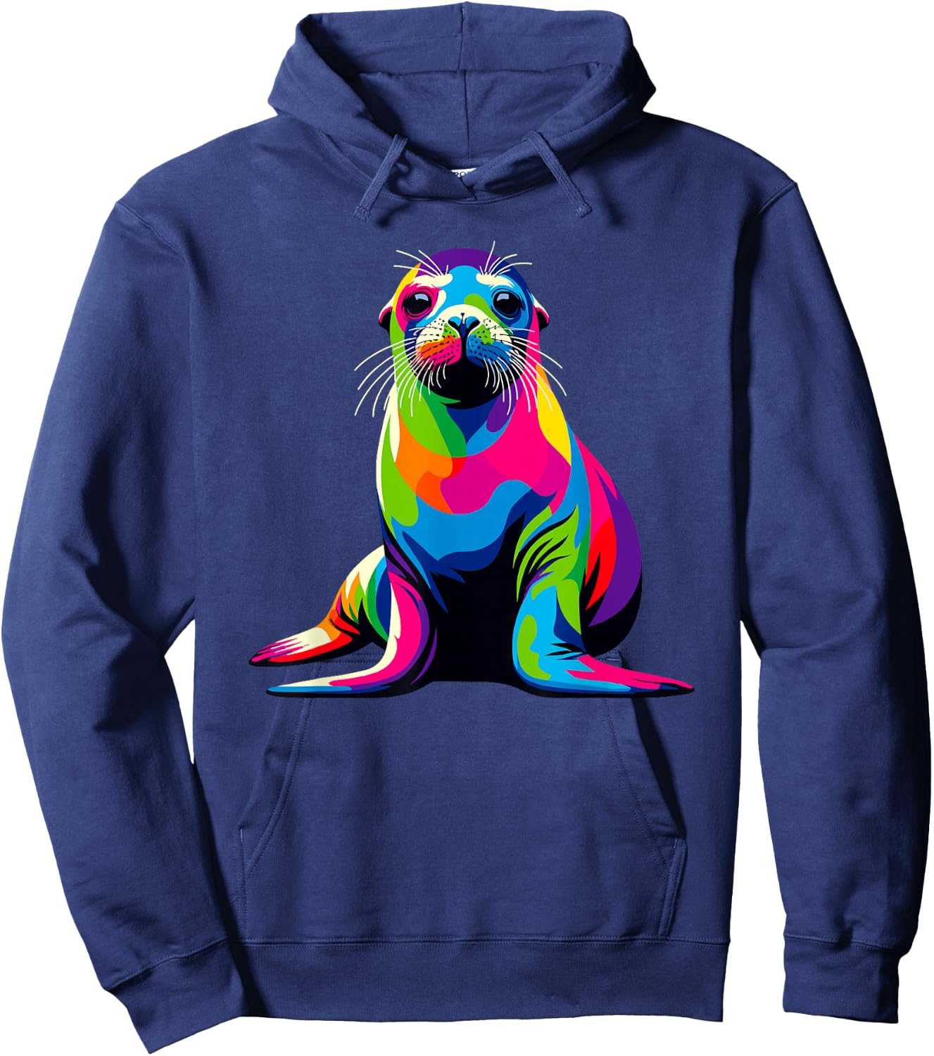 Colorful Pop Art Hawaiian Monk Seal Seals Hoodie - Hoodie | Navy