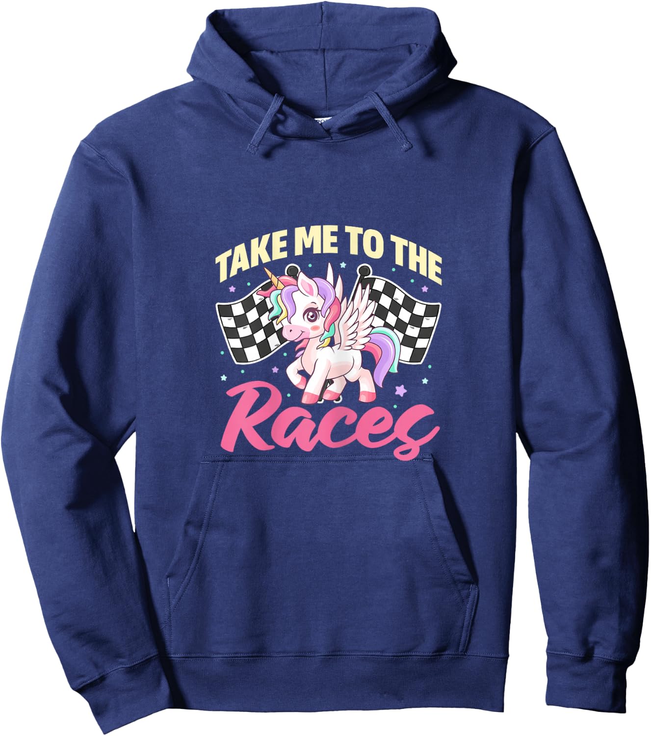 Races Dirt Track Racing Unicorn Racer Race Flag Hoodie - Hoodie | Navy