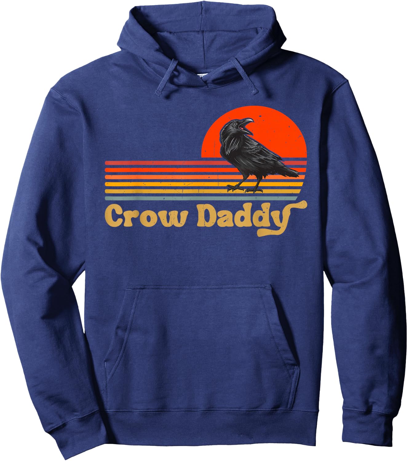 Crow Daddy Retro Vintage Raven Black Crow Hoodie - Hoodie | Navy