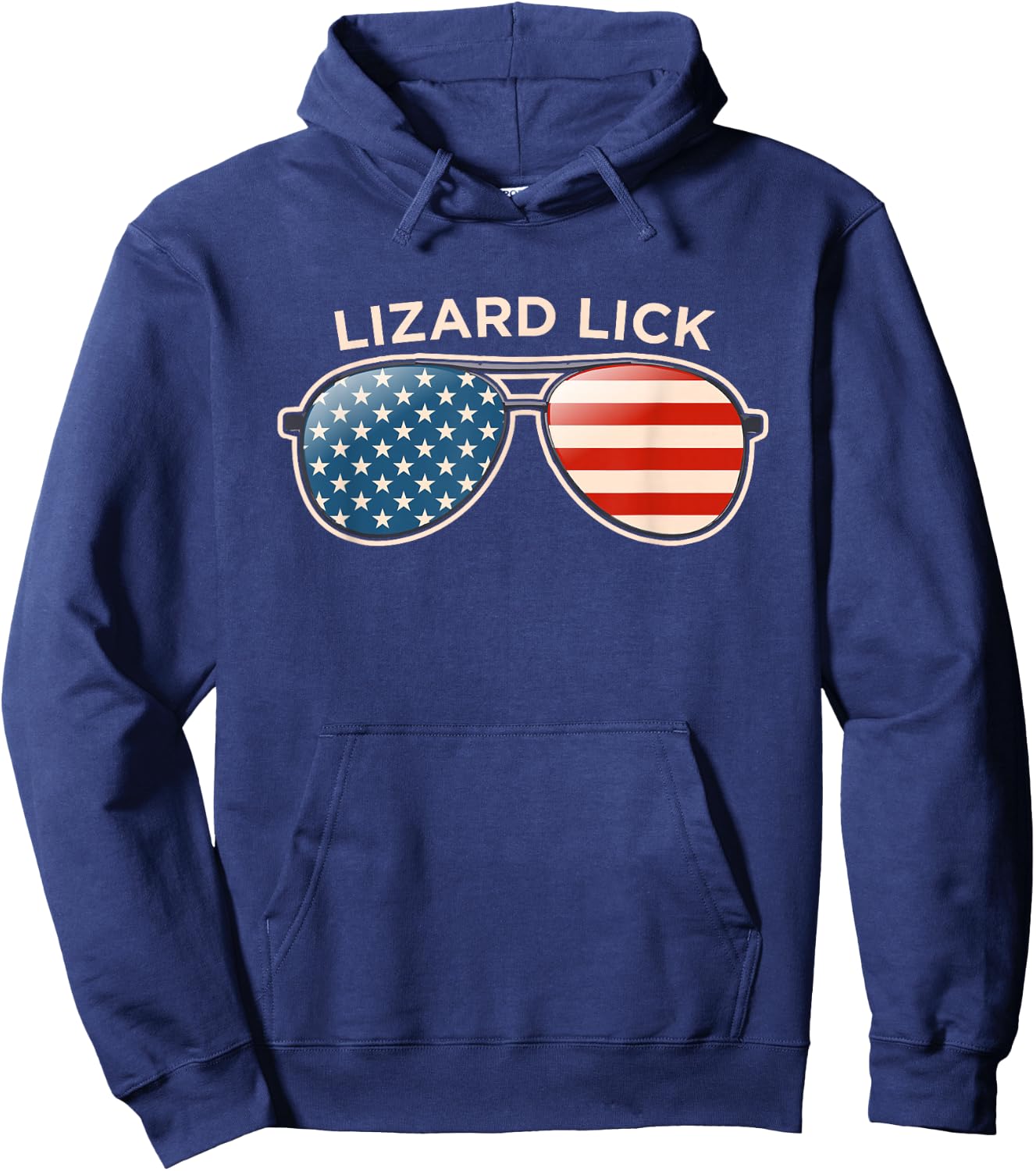 Lizard Lick, NC Vintage US Flag Sunglasses Hoodie - Hoodie | Navy
