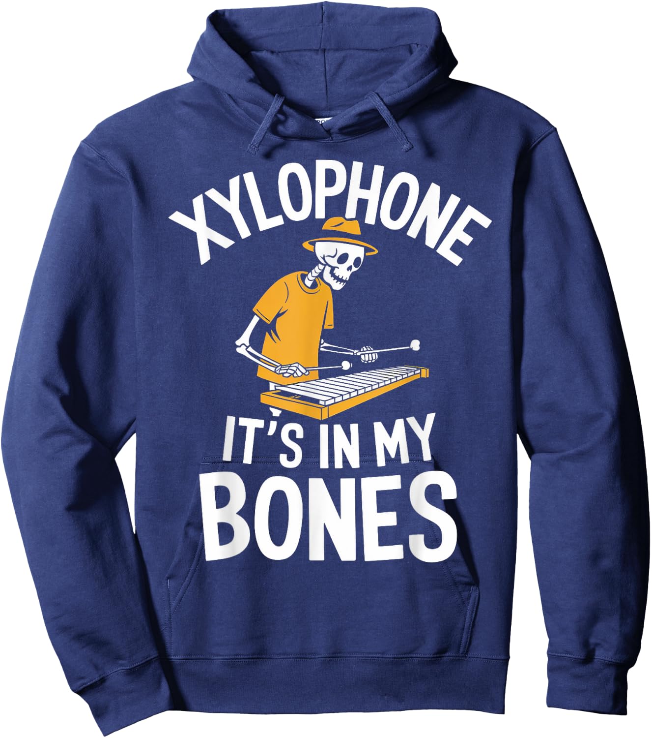 Funny Xylophonist Skeleton Playing Xylophone Hoodie - Hoodie | Navy