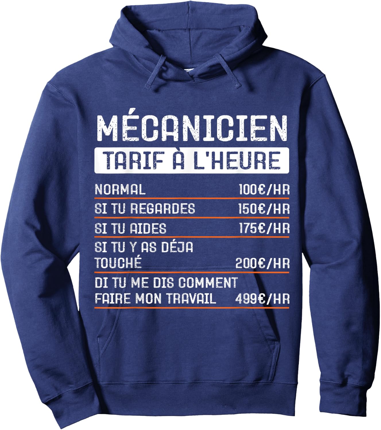 Humor Mechanic Hourly rate Gift Occupation Hoodie - Hoodie | Navy