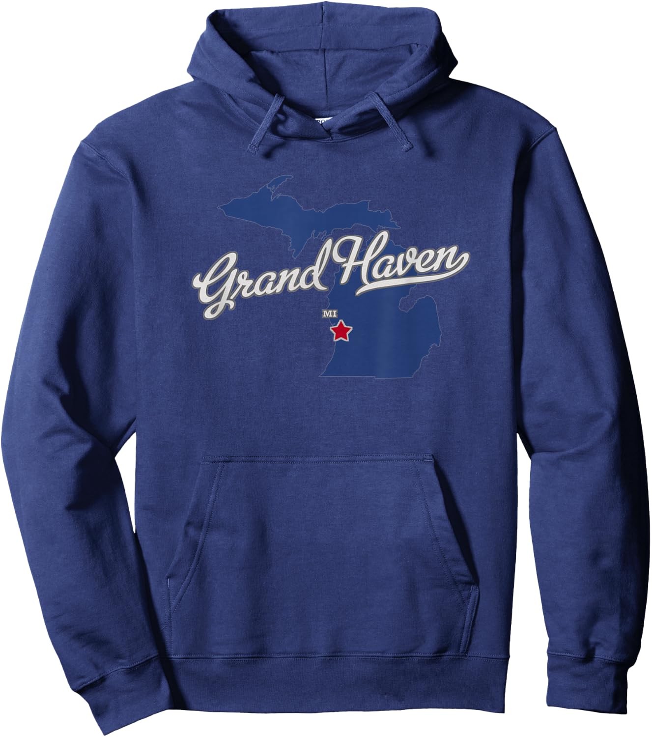 Grand Haven Michigan MI Map Hoodie - Hoodie | Navy