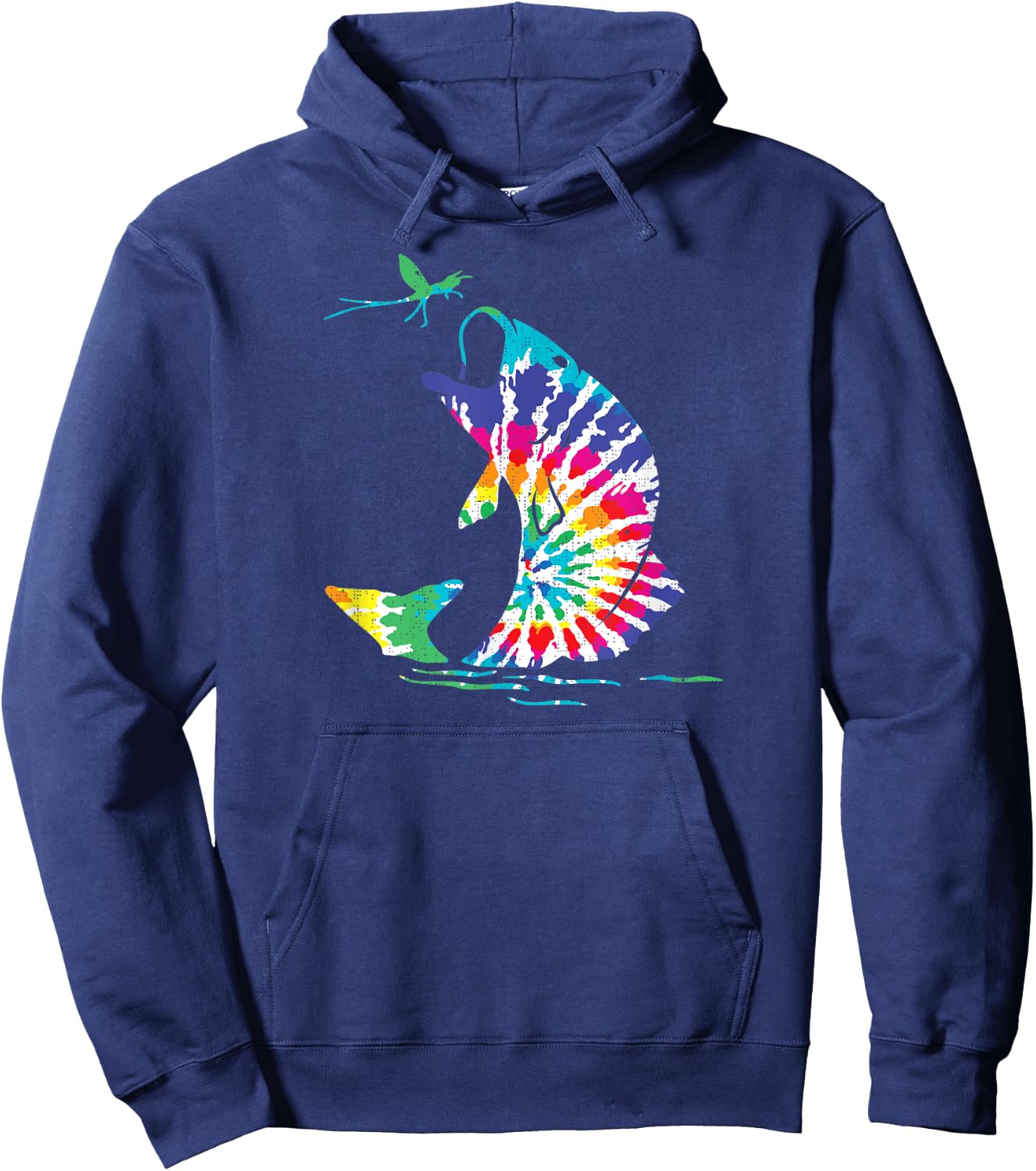Tye Dye Fly Fishing Trout Bass Hoodie - Hoodie | Navy