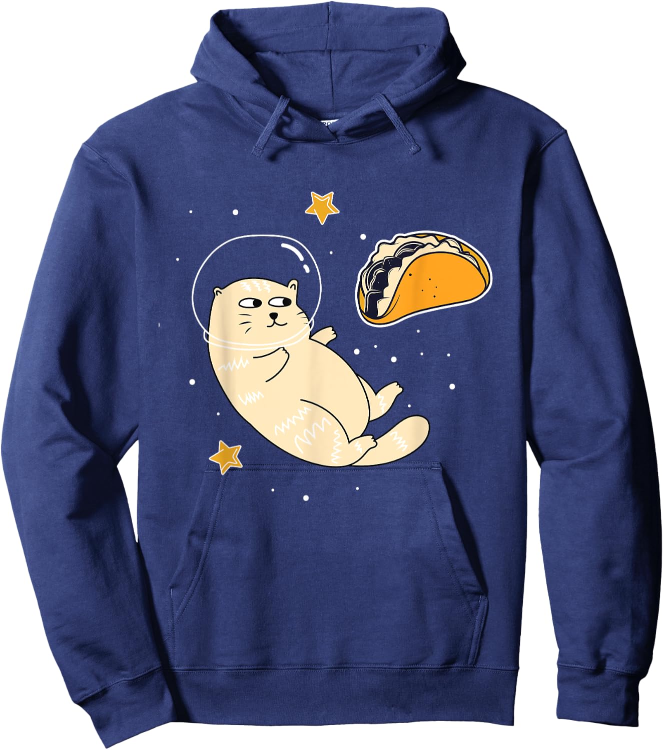 Astronaut Cat in Outer Space | Taco Moon Hoodie - Hoodie | Navy