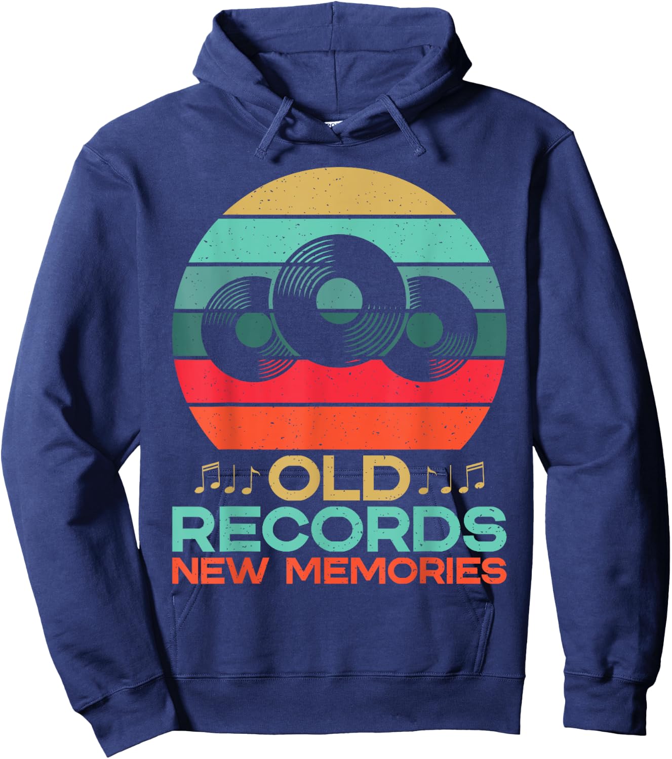 Old Records New Memories Vinyl Records Hoodie - Hoodie | Navy