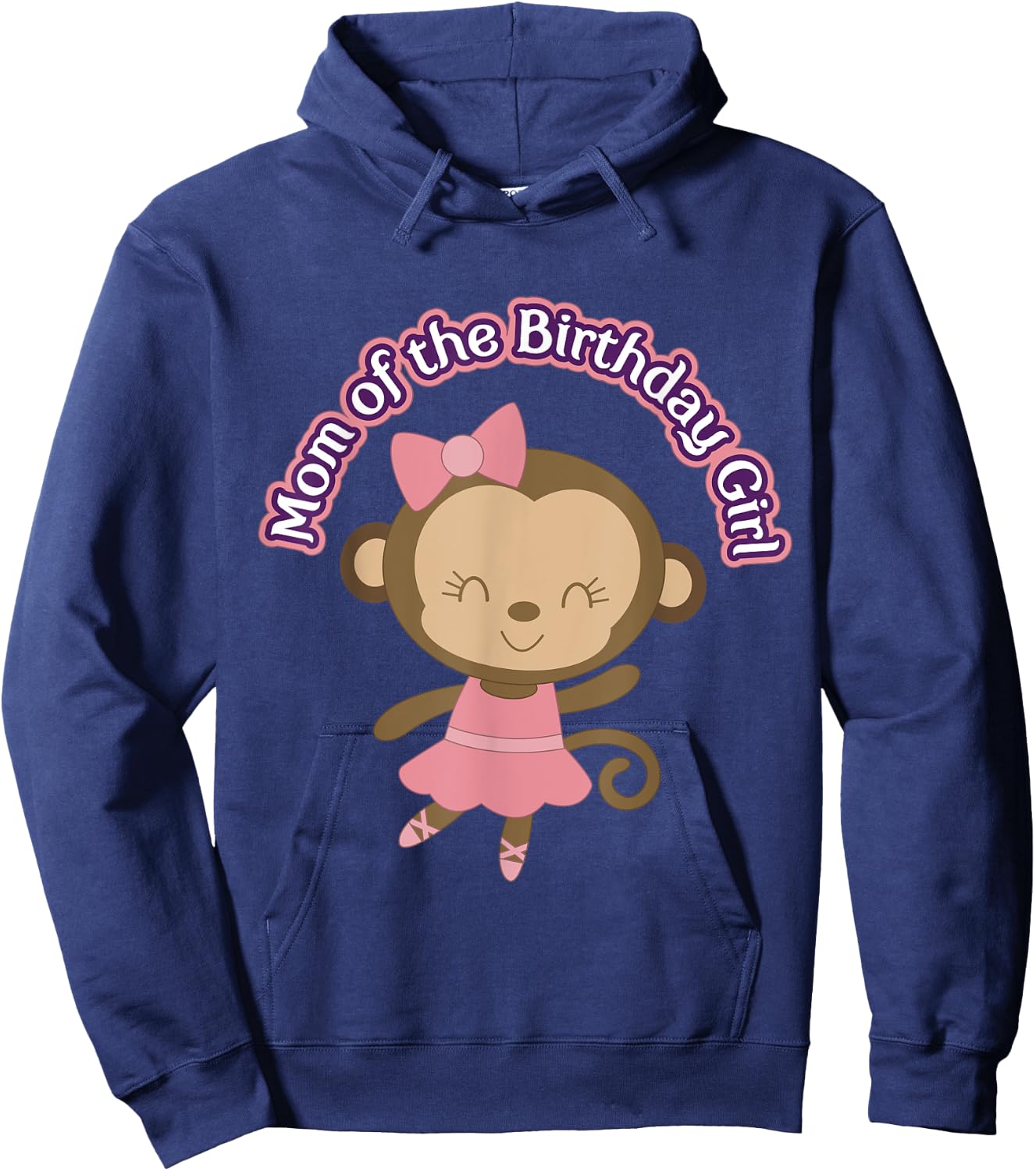 Monkey Ballerina Mom of Birthday Girl Party Hoodie - Hoodie | Navy