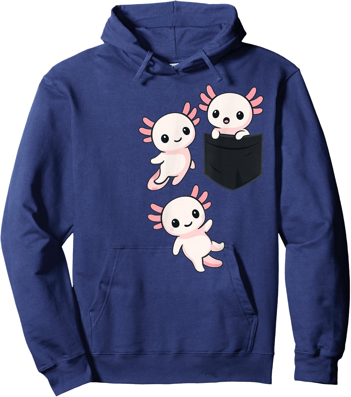 Kawaii Axolotl Pocket Cute Axolotls Hoodie - Hoodie | Navy