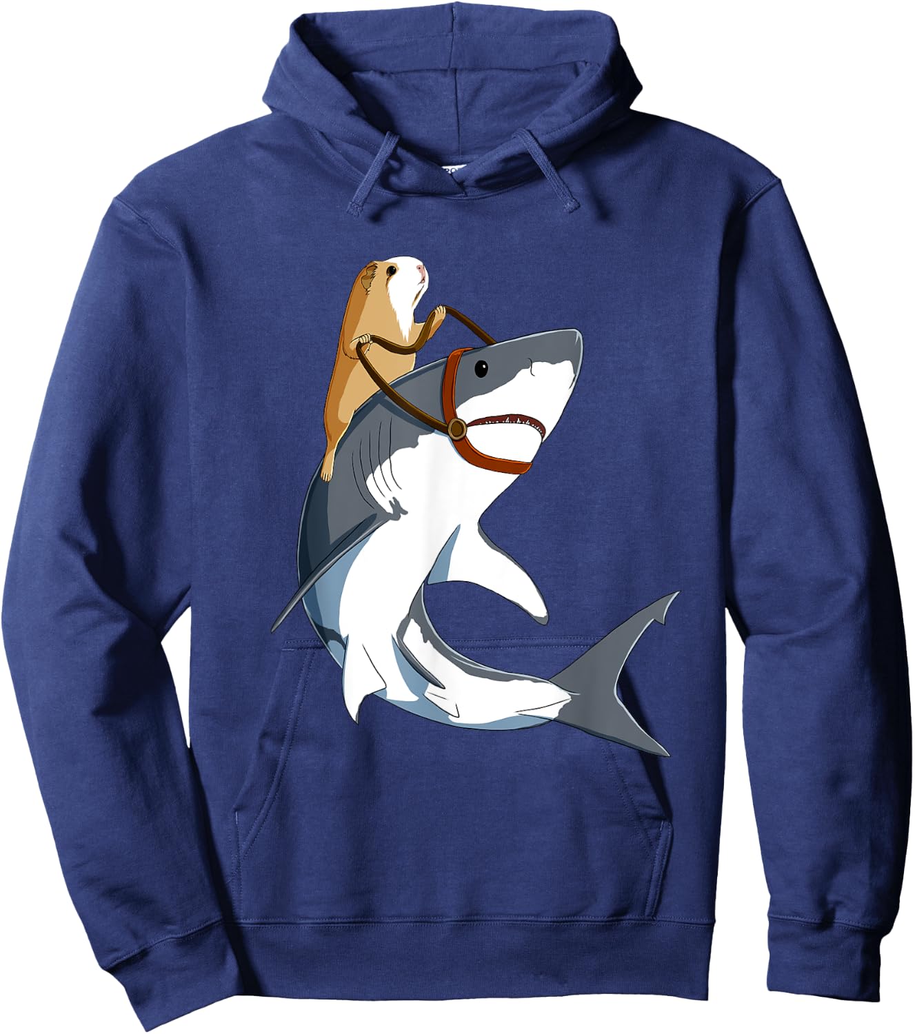 Funny Guinea Pig Riding a Shark Hoodie - Hoodie | Navy