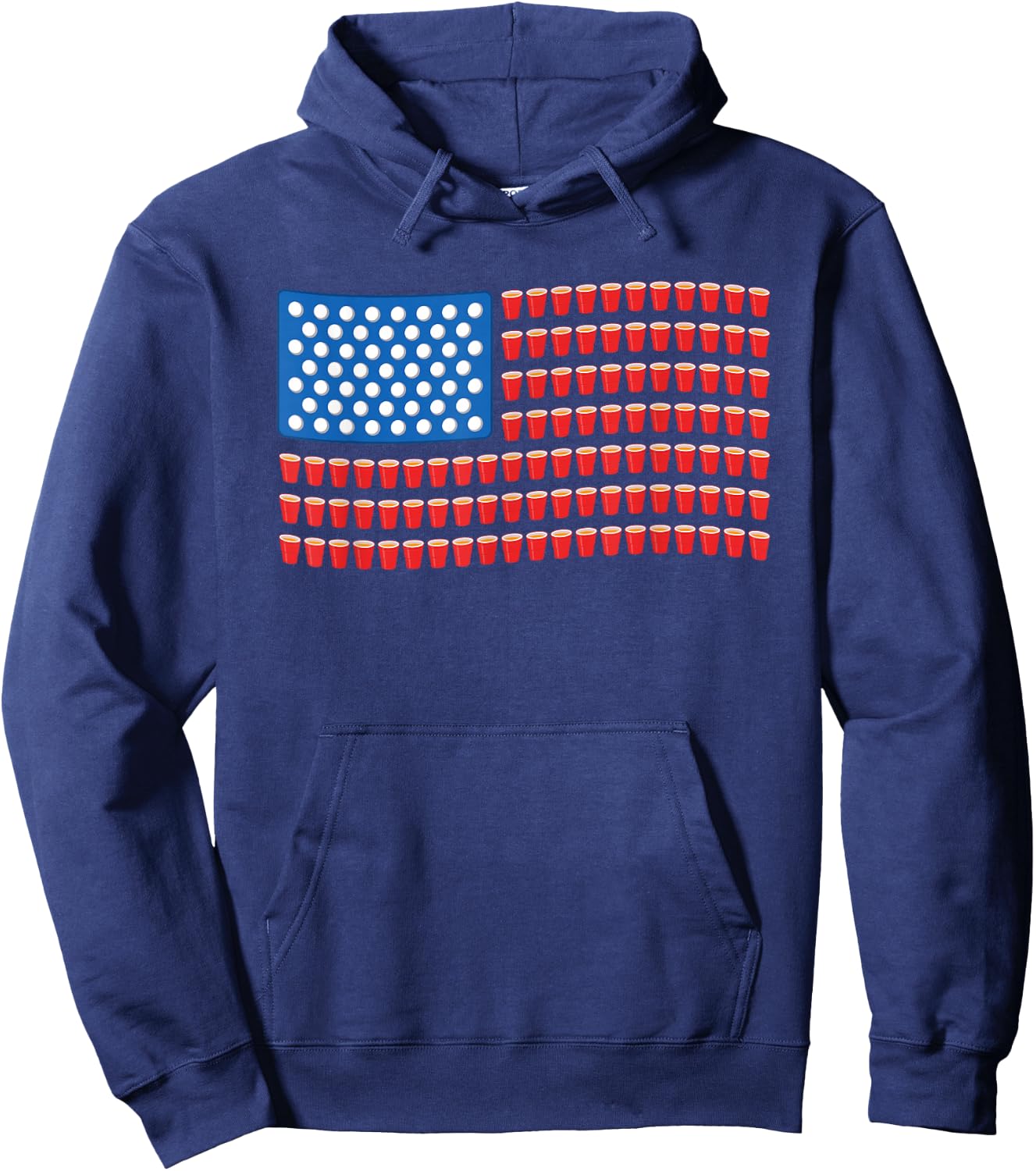 Funny 4th of July Beer Pong American Flag Hoodie - Hoodie | Navy