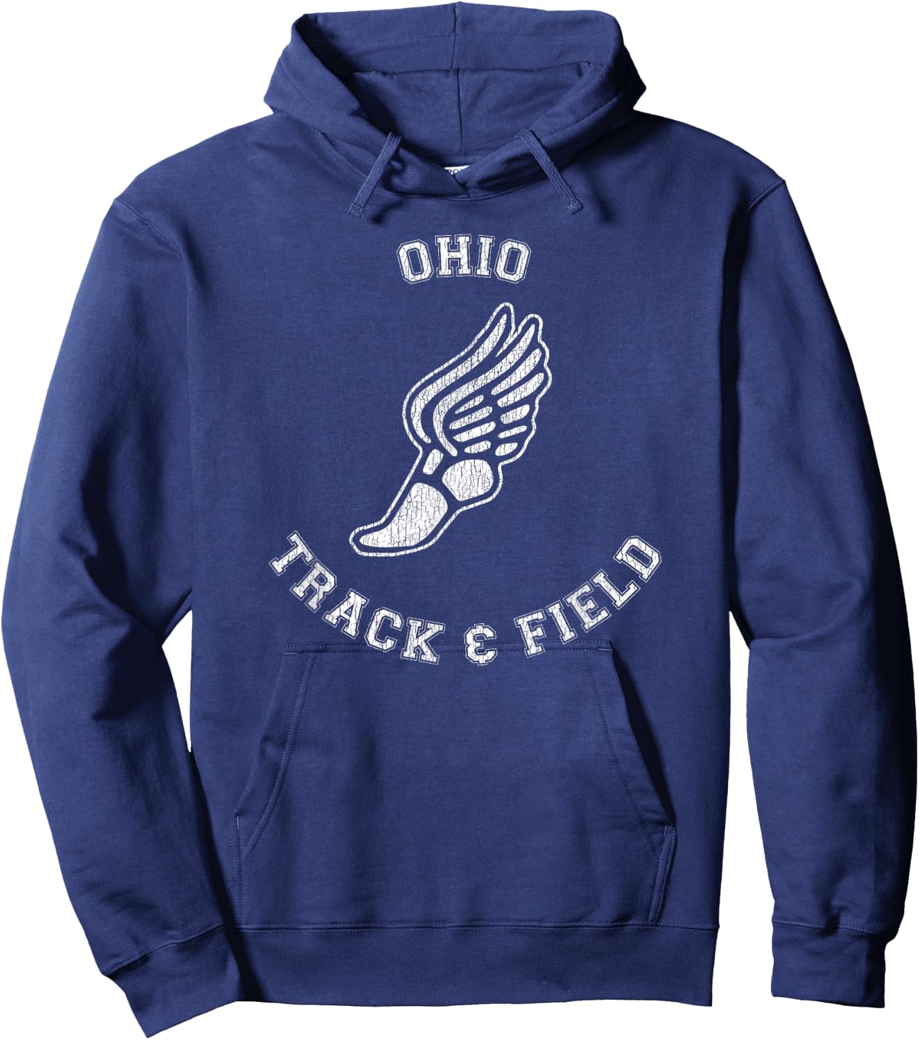 Ohio Track & Field Distressed Retro Classic 80s Hoodie - Hoodie | Navy