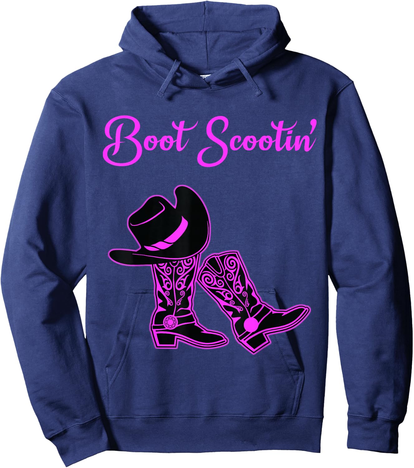 Line Dancing Boot Scootin Cowgirl Hat Hoodie - Hoodie | Navy