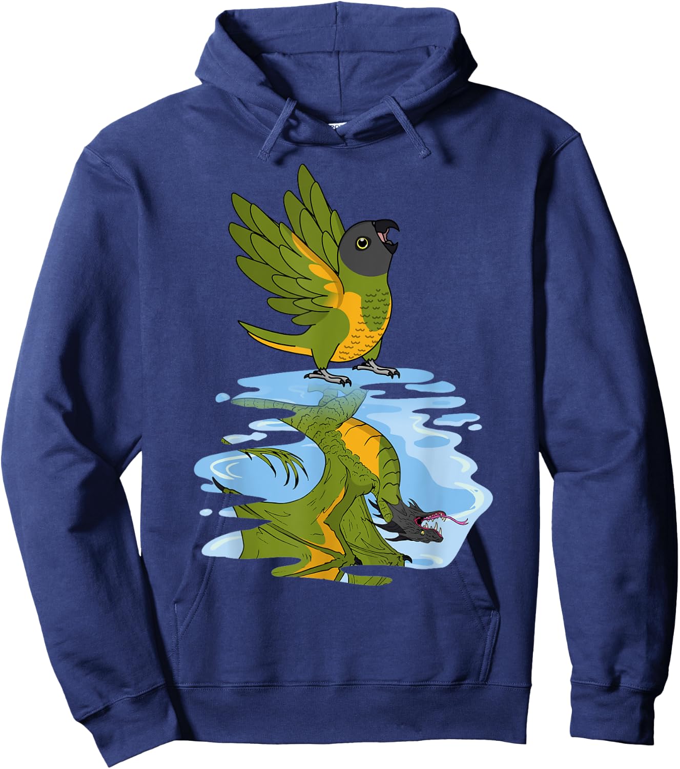 Parrot & Dragon Reflection I Senegal Parrot Hoodie - Hoodie | Navy