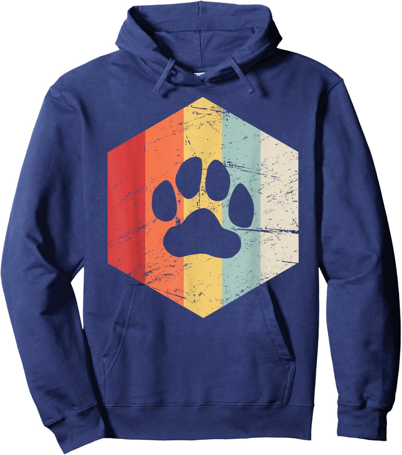 Retro Vintage Paw Print Furry Hoodie - Hoodie | Navy