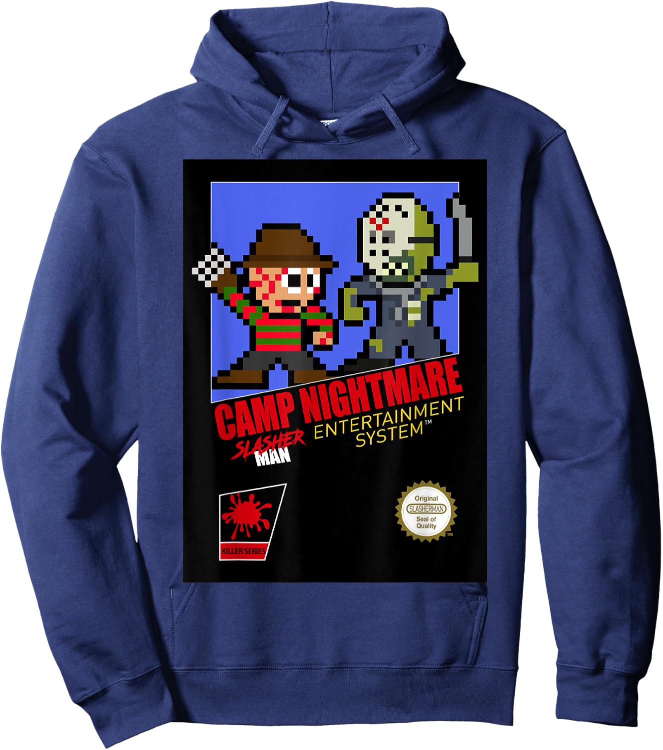 Camp Nightmare Retro 8-Bit Horror Hoodie - Hoodie | Navy
