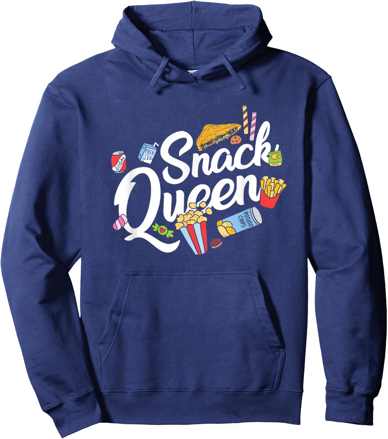 Funny Snack Lover Designs Girls Snack Queen Hoodie - Hoodie | Navy
