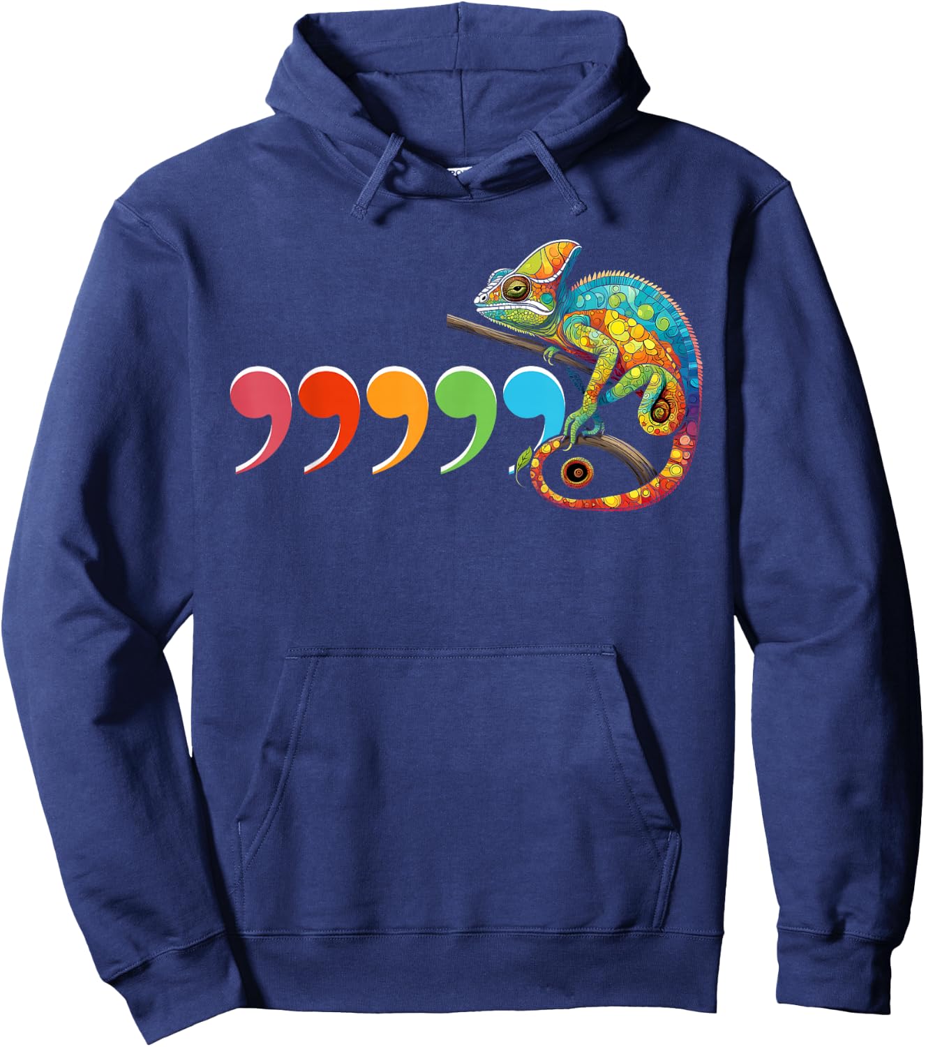 Comma Chameleon Funny 80's Throwback Hoodie - Hoodie | Navy