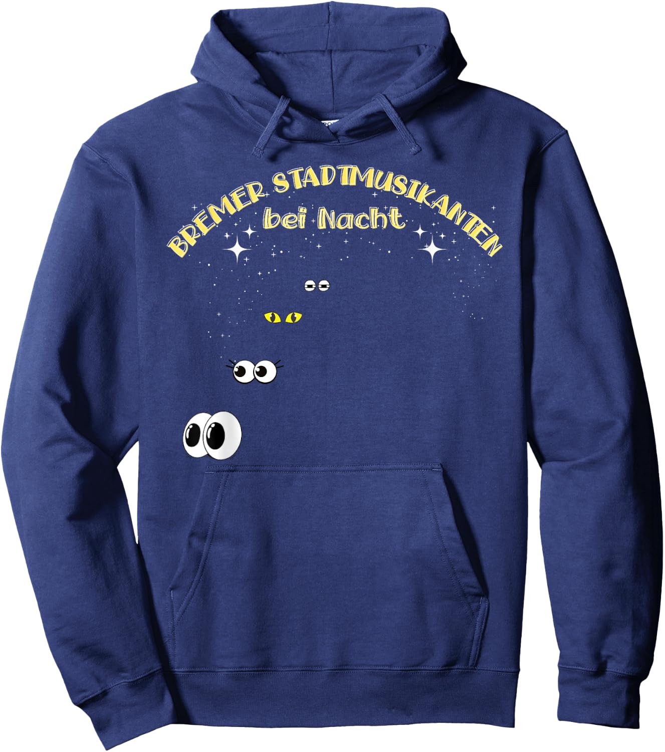 Bremer Stadtmusikanten bei Nacht , black Hoodie - Hoodie | Navy