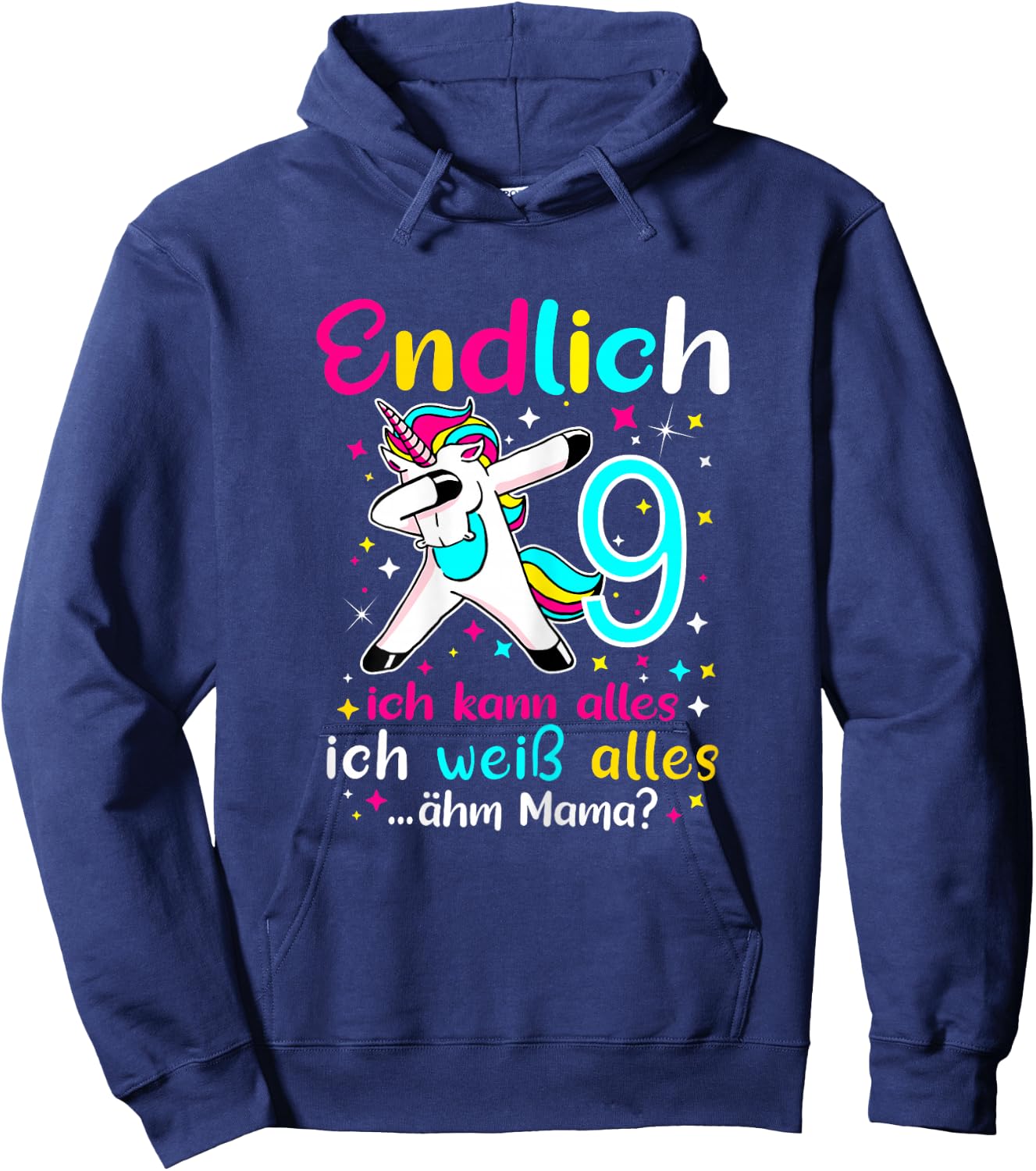 9th Birthday Girl 9 Years Old , black Hoodie - Hoodie | Navy