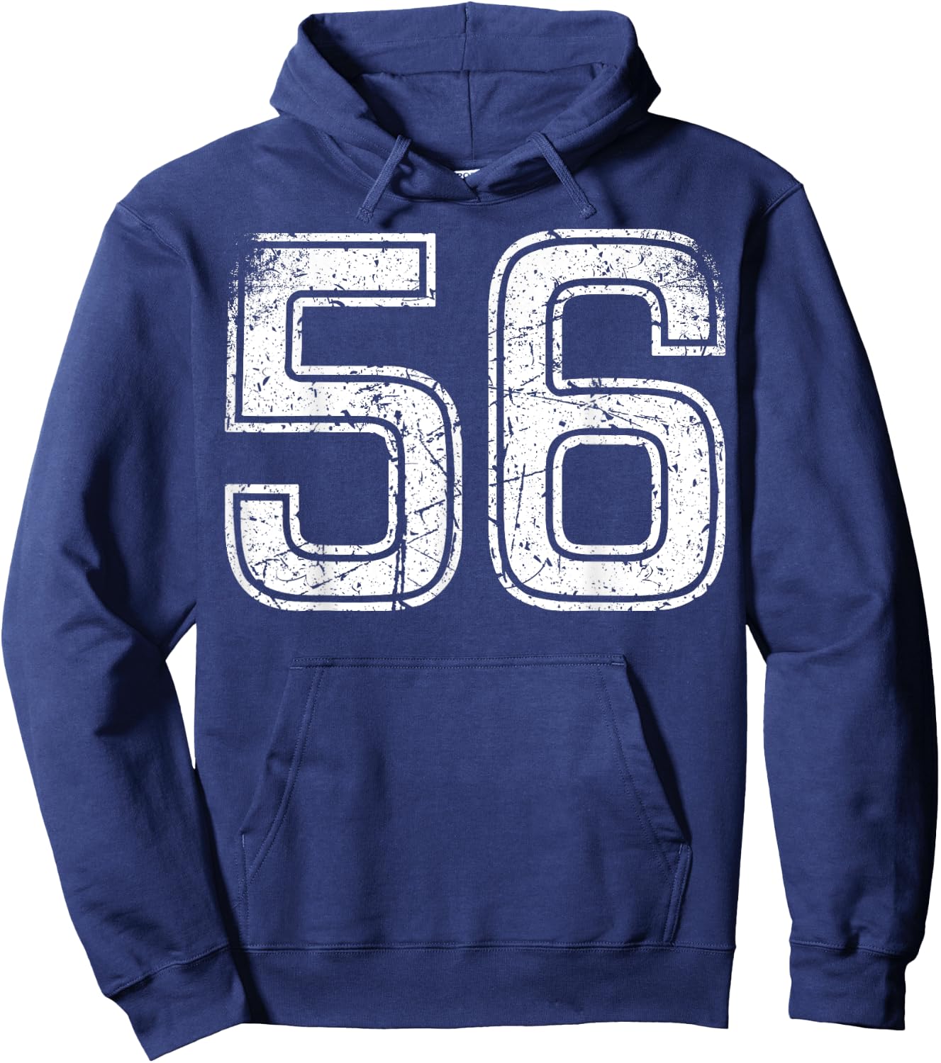 Number #56 Sport White Vintage Number Hoodie - Hoodie | Navy