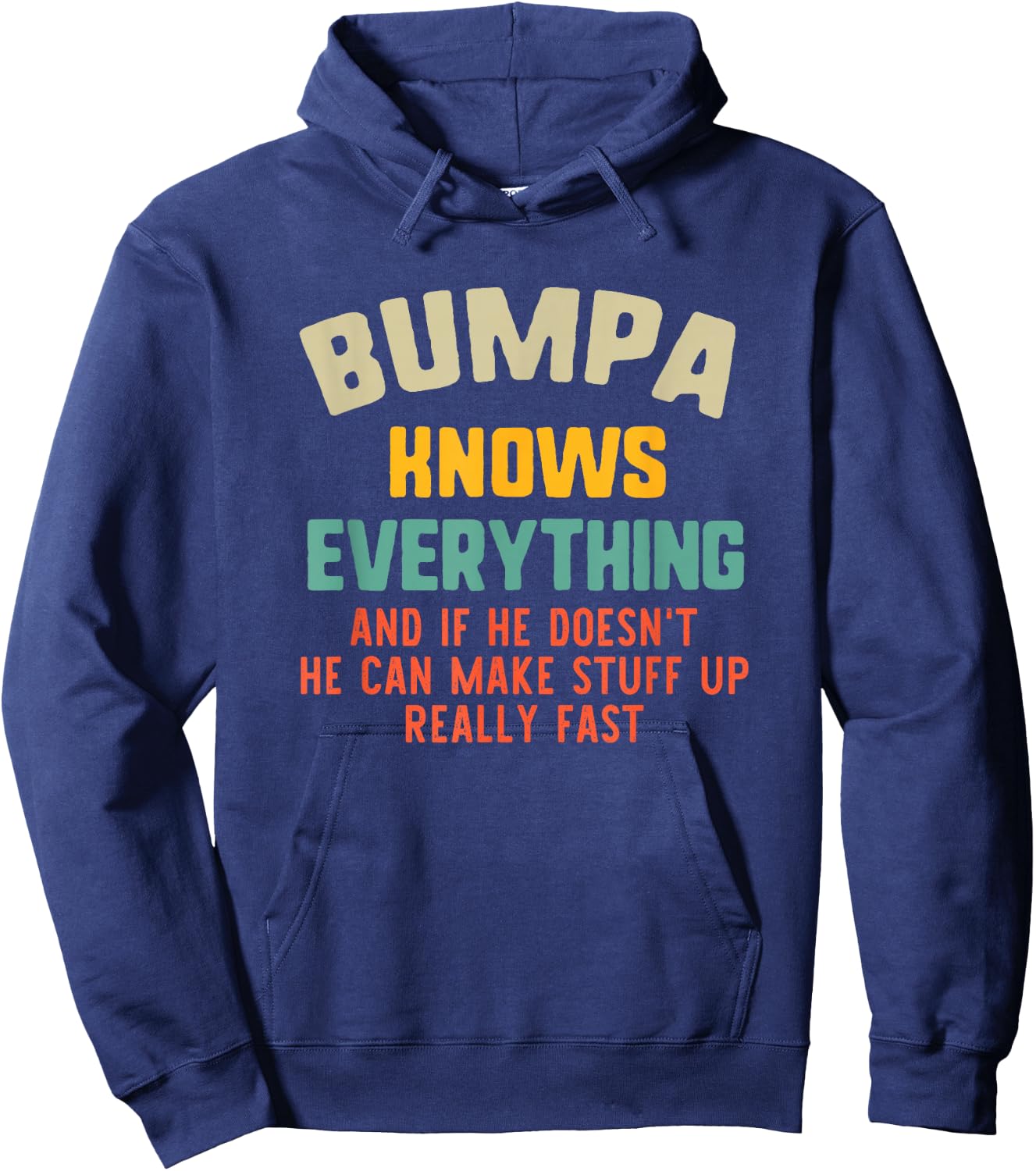 Bumpa Knows Everything Vintage Grandpa Funny Hoodie - Hoodie | Navy