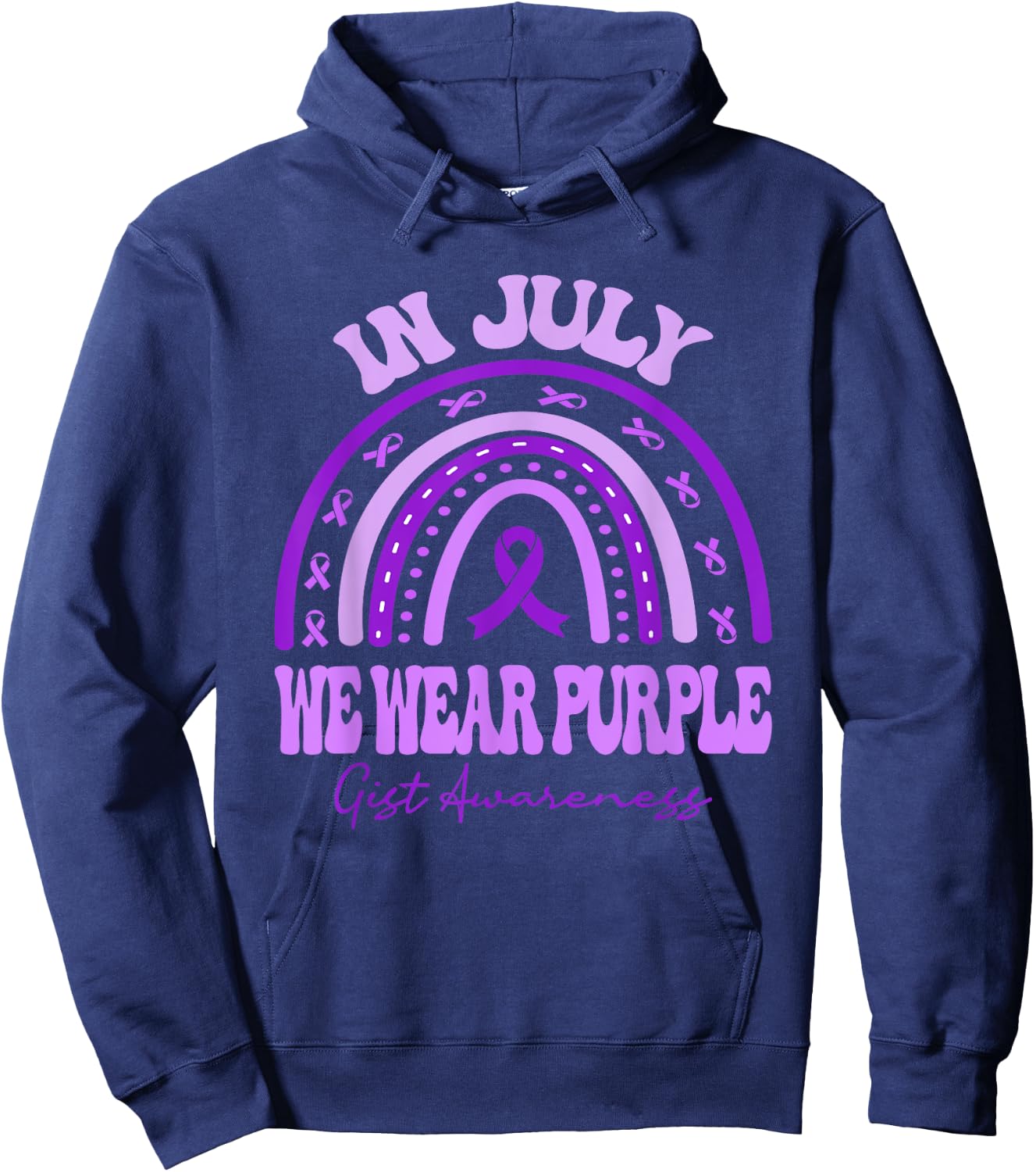 In July We Wear Purple GIST Awareness Rainbow Hoodie - Hoodie | Navy