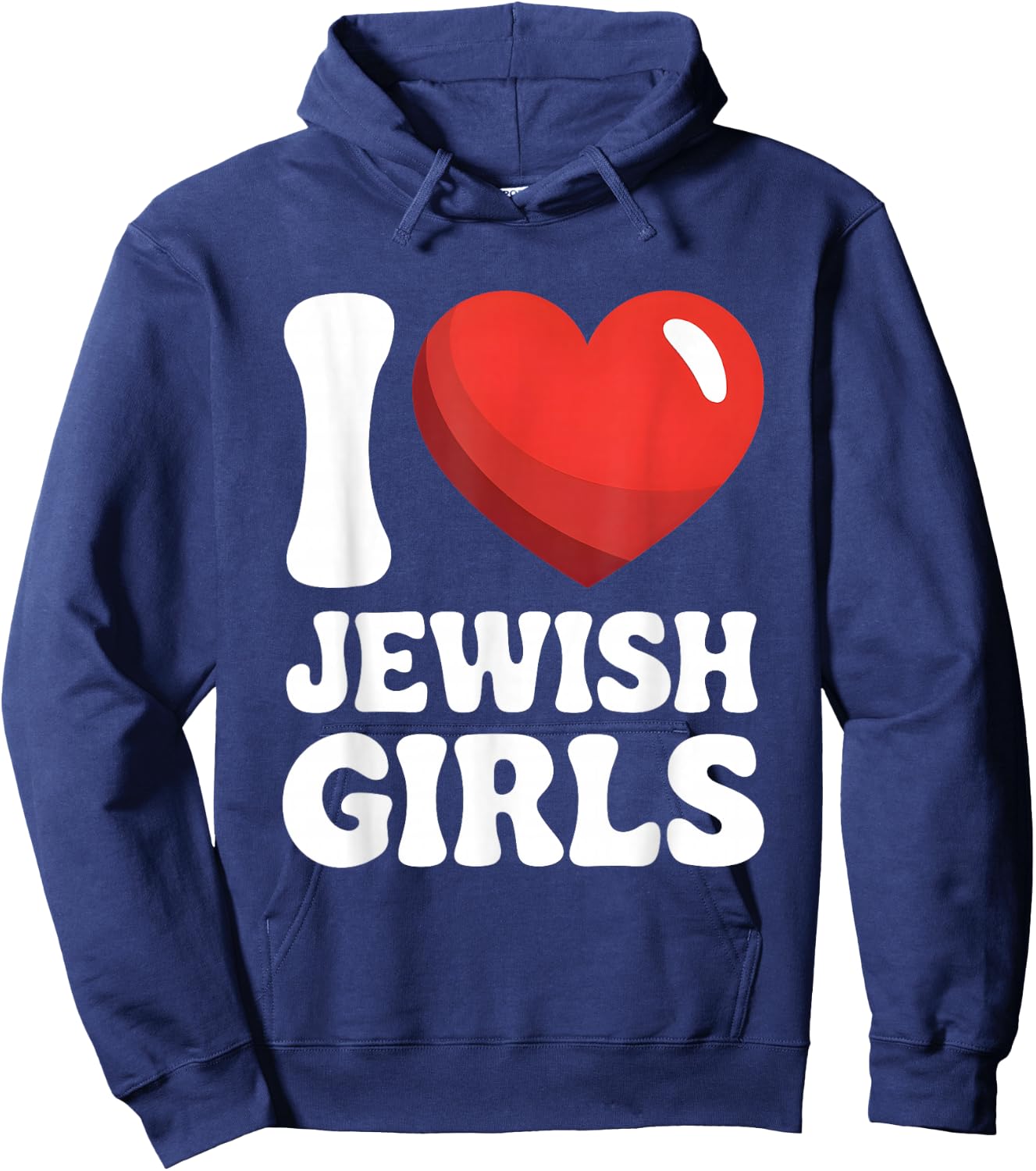 I Love Jewish Girls Red Heart Hanukkah Hoodie - Hoodie | Navy