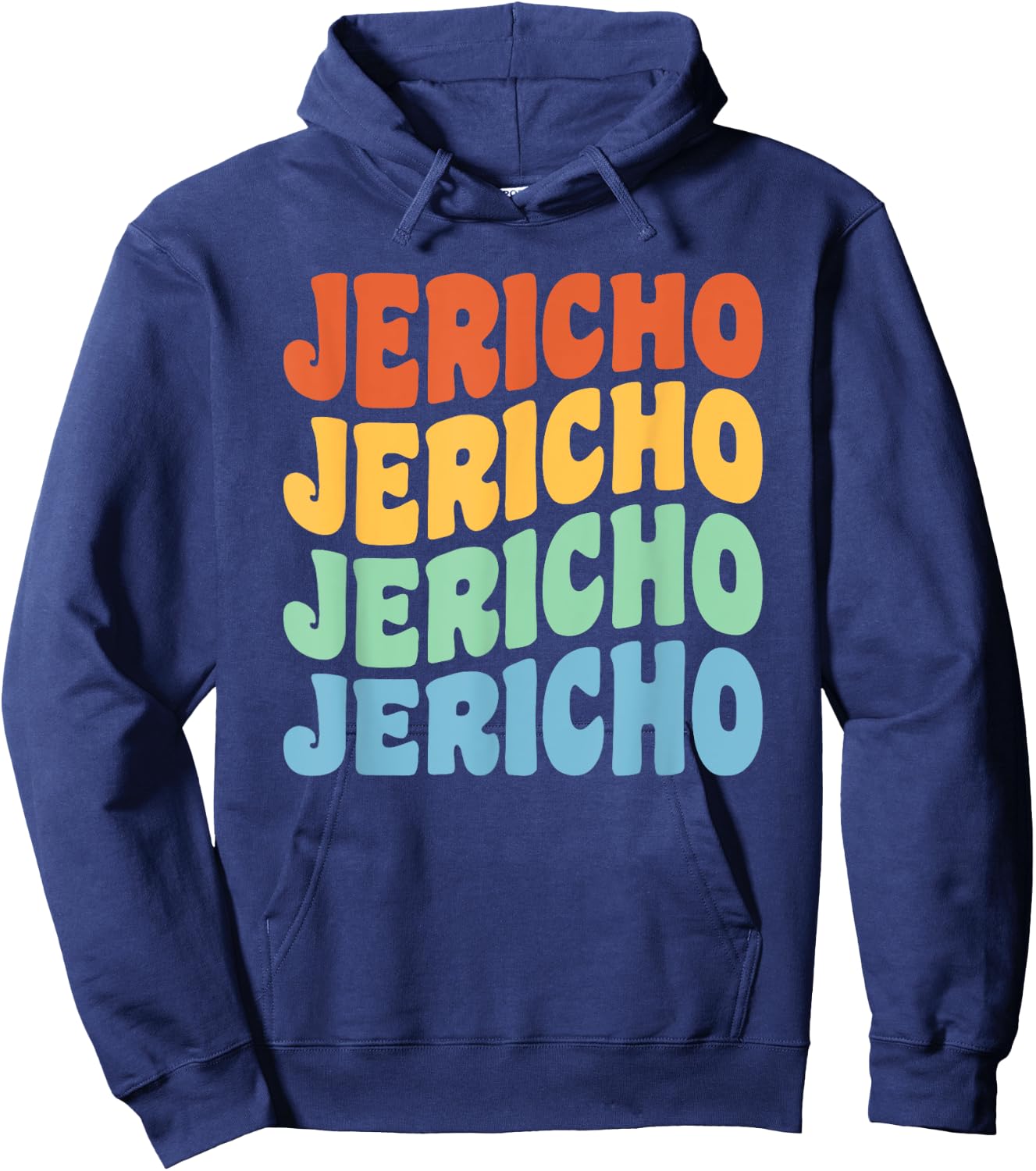 Jericho First Name Retro Groovy Personalized Hoodie - Hoodie | Navy