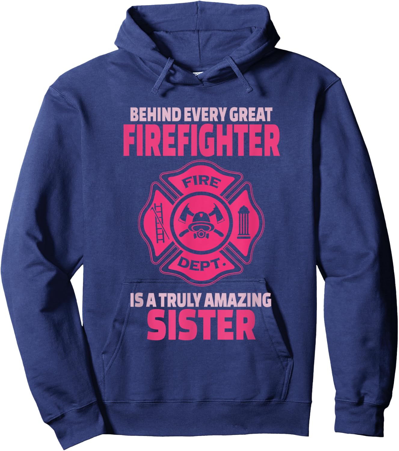Firefighter Sister - Support Brother Sister Hoodie - Hoodie | Navy
