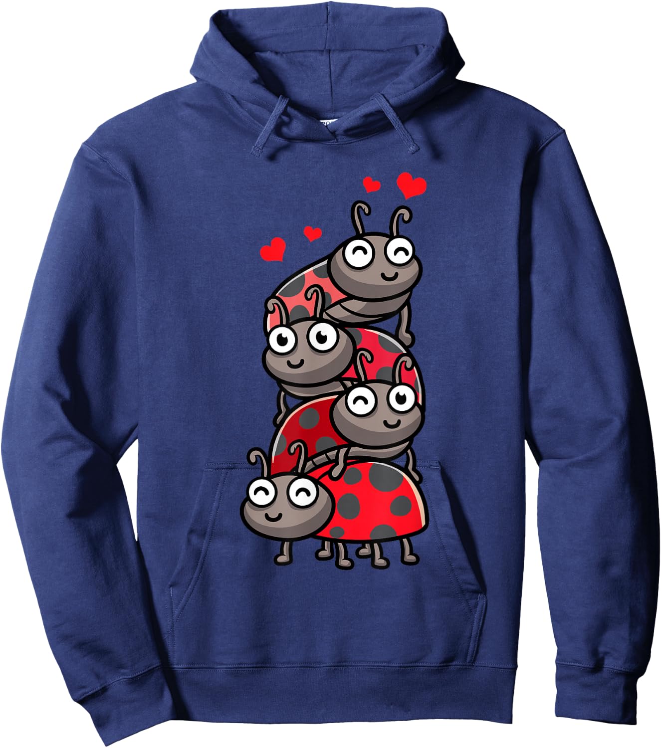 Ladybug with Hearts Bug Lover Small Hoodie - Hoodie | Navy