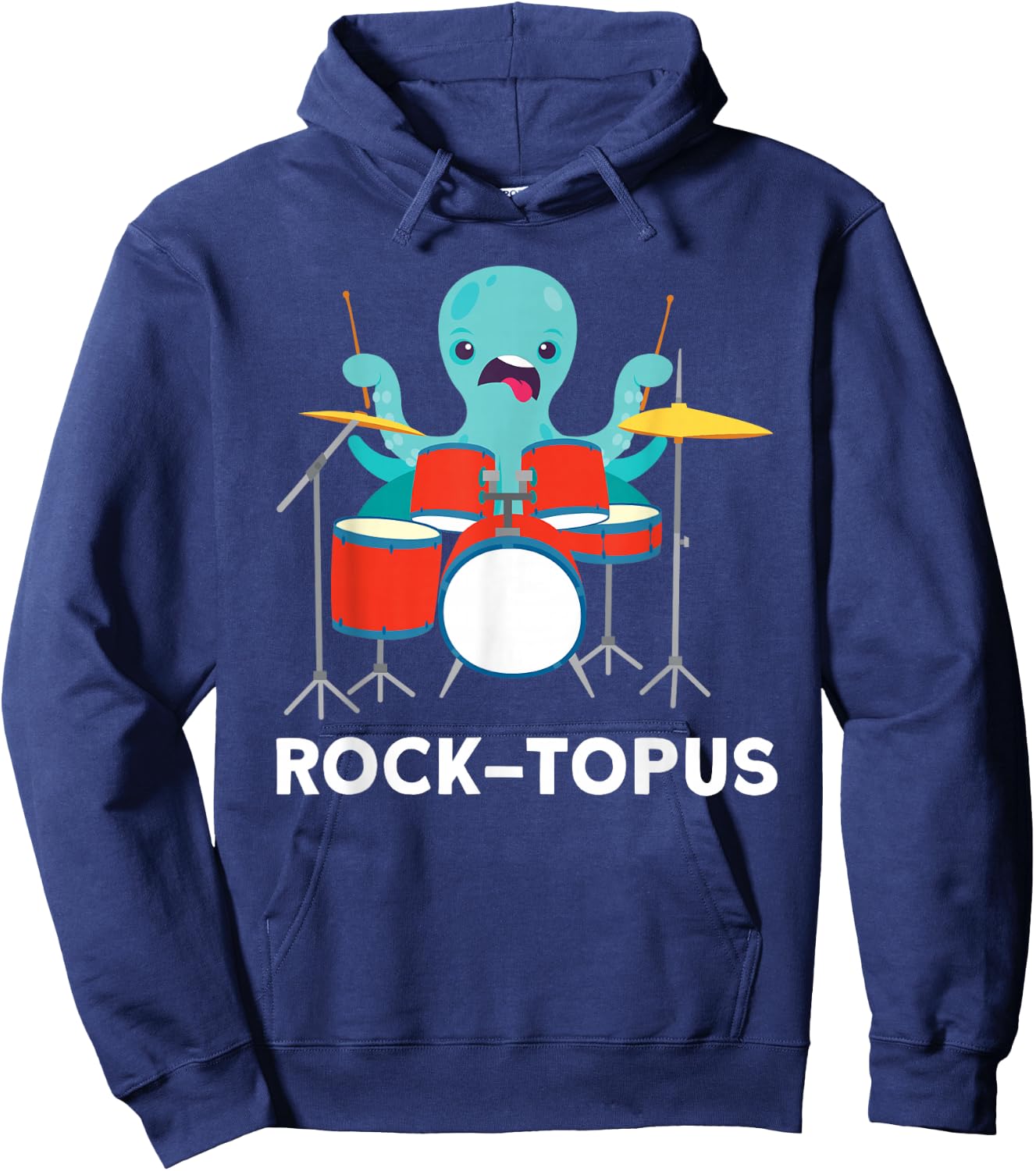 Octopus playing Drums Cool Rock Band Drummer Hoodie - Hoodie | Navy