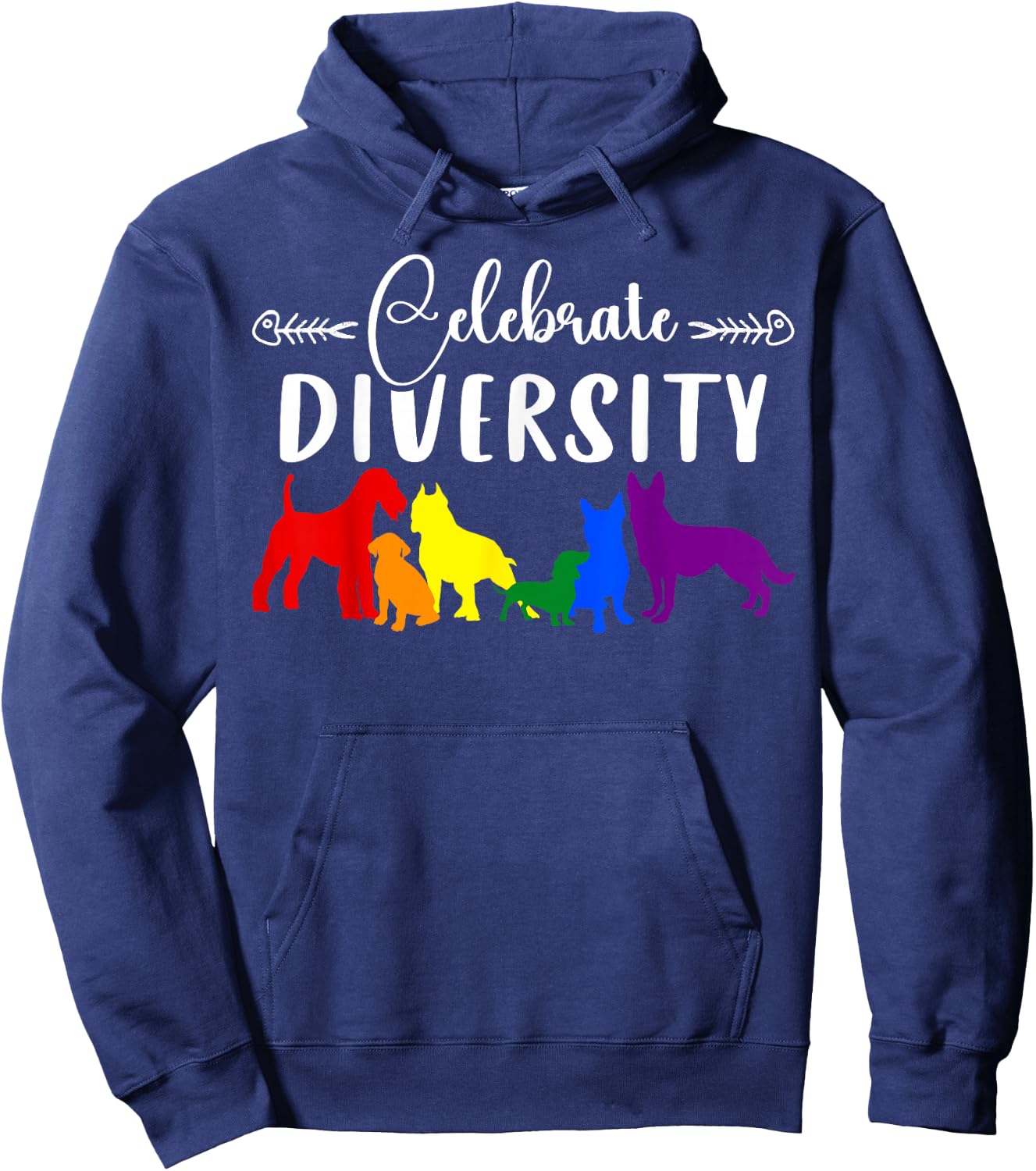 Celebrate Diversity Rainbow Dogs LGBTQ+ Pride Hoodie - Hoodie | Navy
